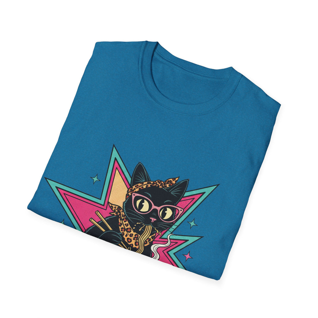 Noodle Lover Cat T-Shirt — Retro Kawaii Ramen Graphic Tee