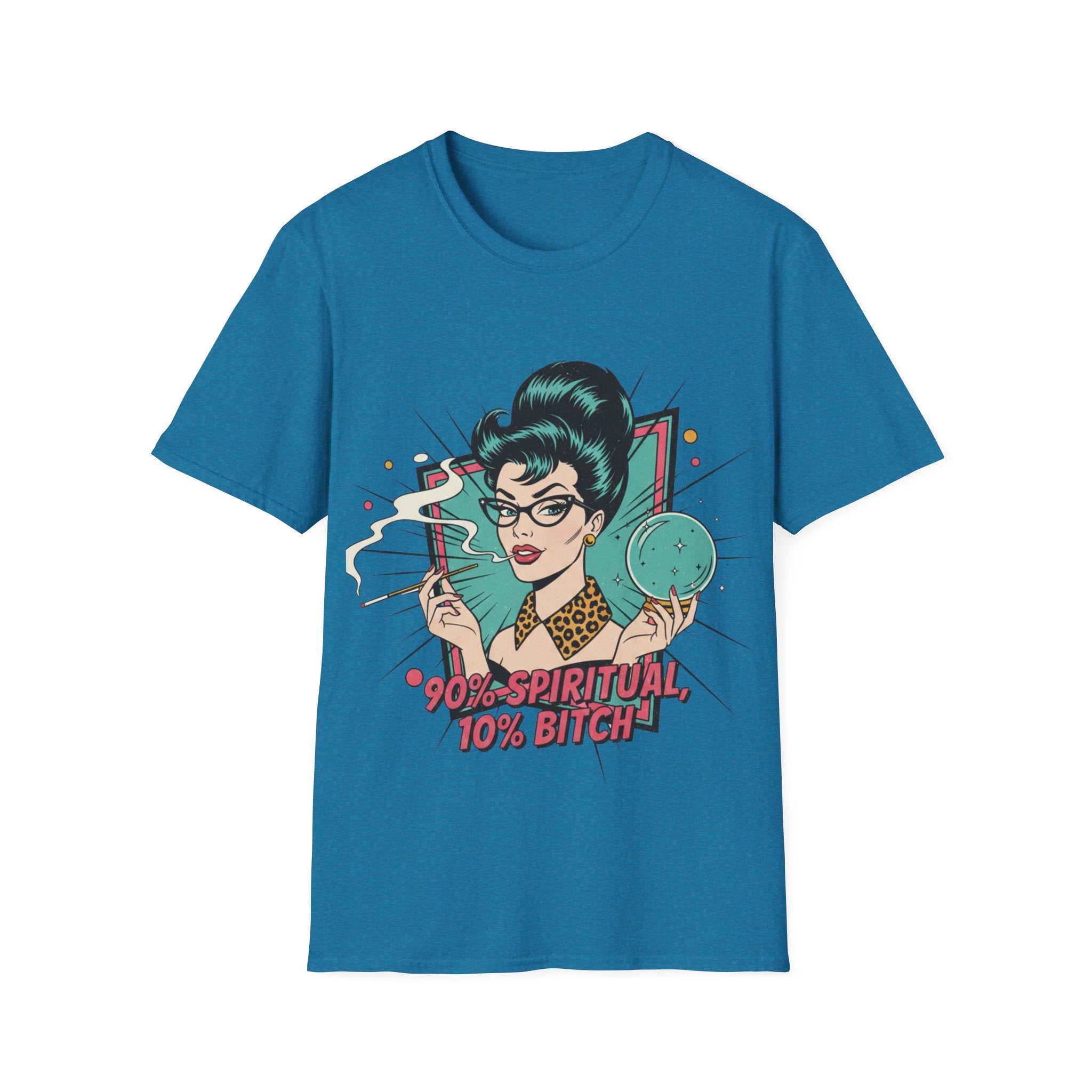 Spiritual Witch Retro T‑Shirt — “90% Spiritual 10% Bitch” Crystal Ball Tee
