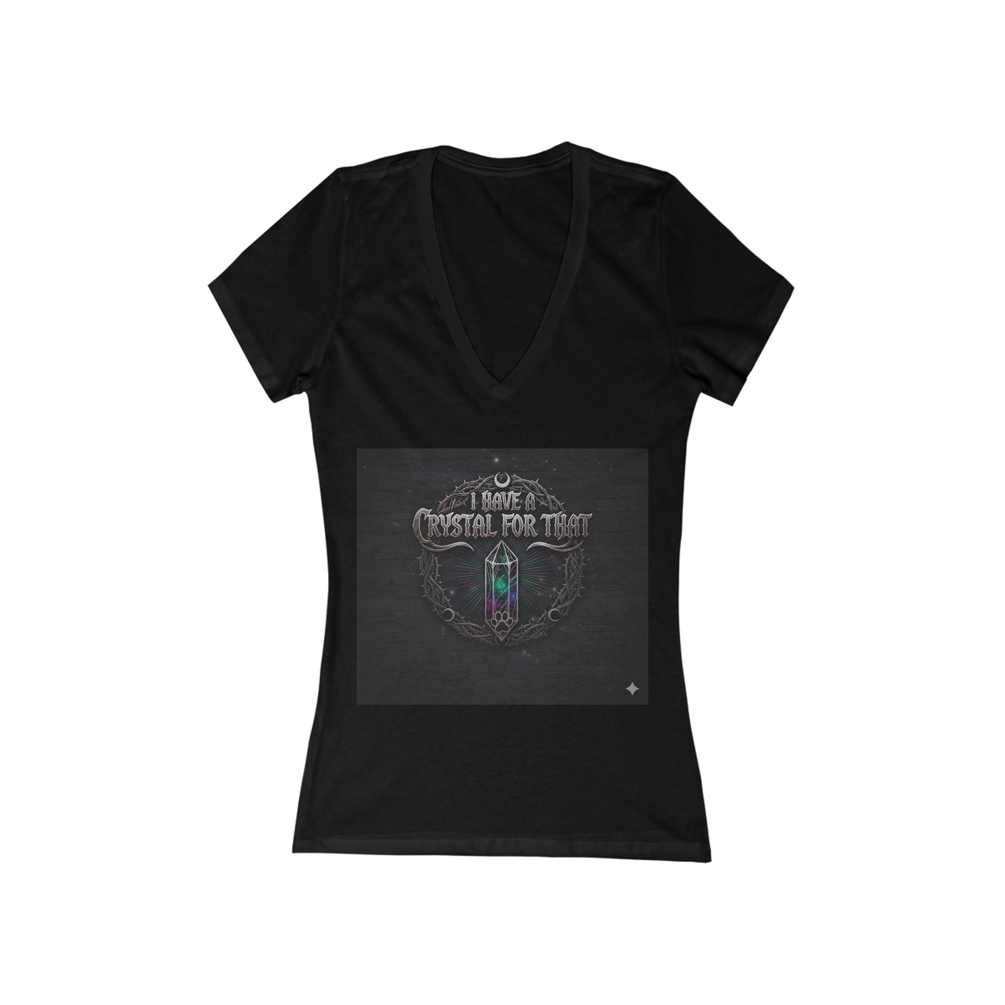 Women's Deep V-Neck Tee — 'Crystal For The Soul' Spiritual Graphic Top