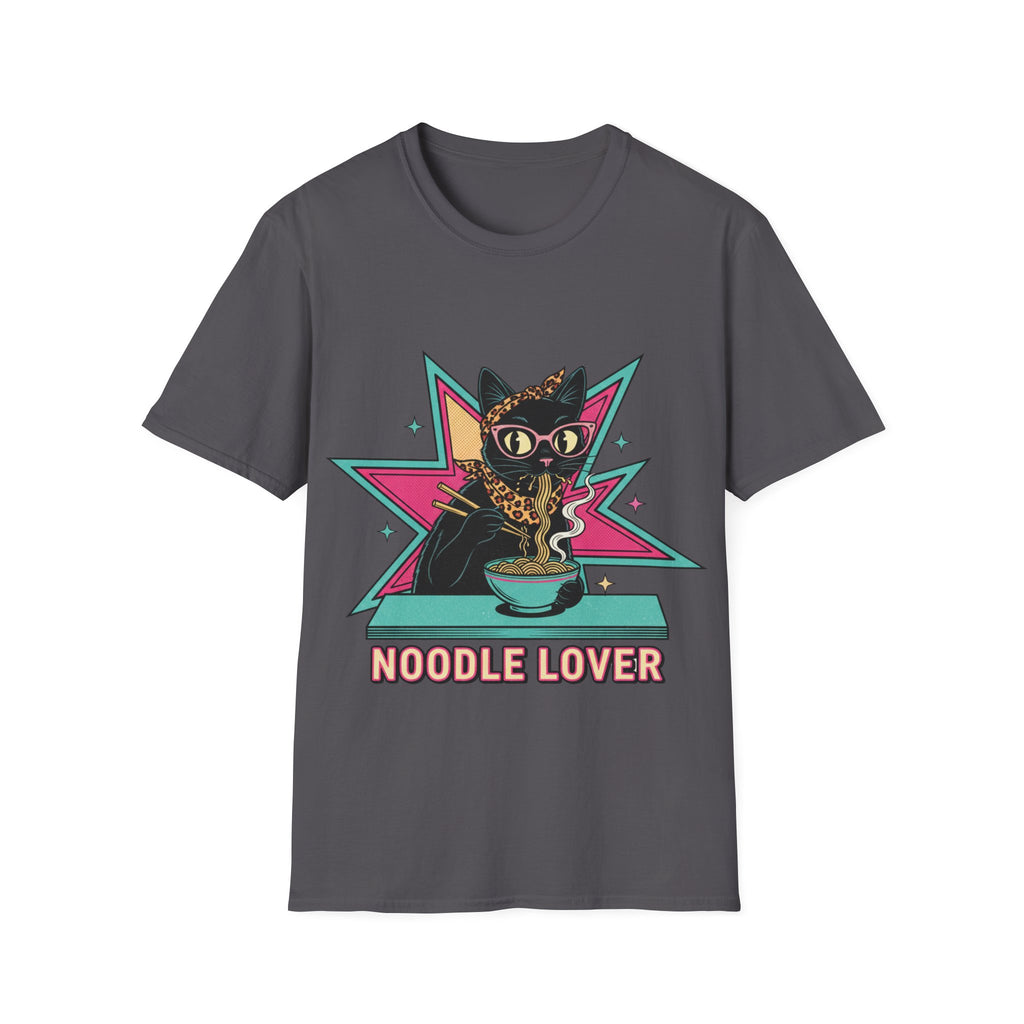 Noodle Lover Cat T-Shirt — Retro Kawaii Ramen Graphic Tee