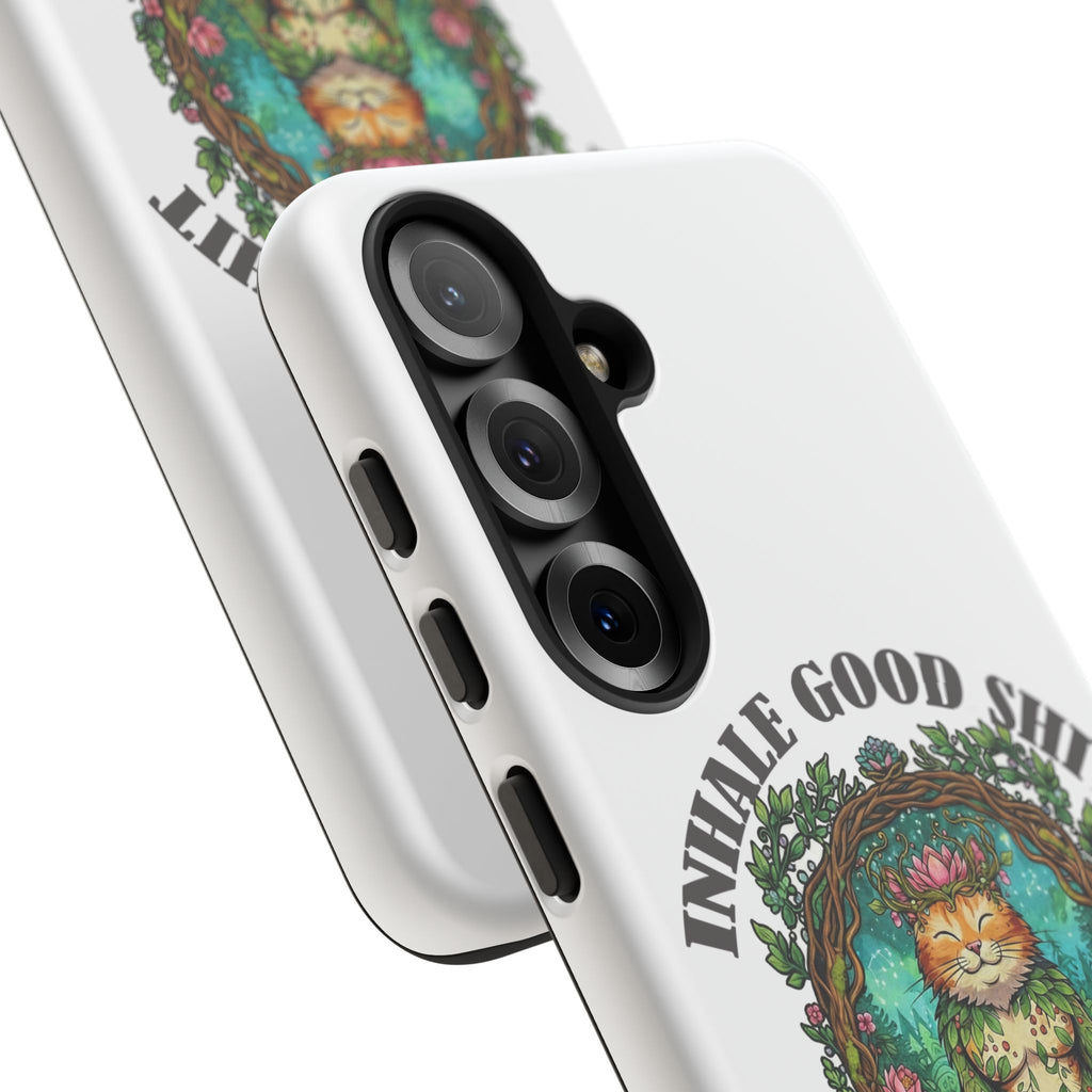 Phone Case - "Inhale Good Shit, Exhale Bullshit" Zen Cat Protective Case