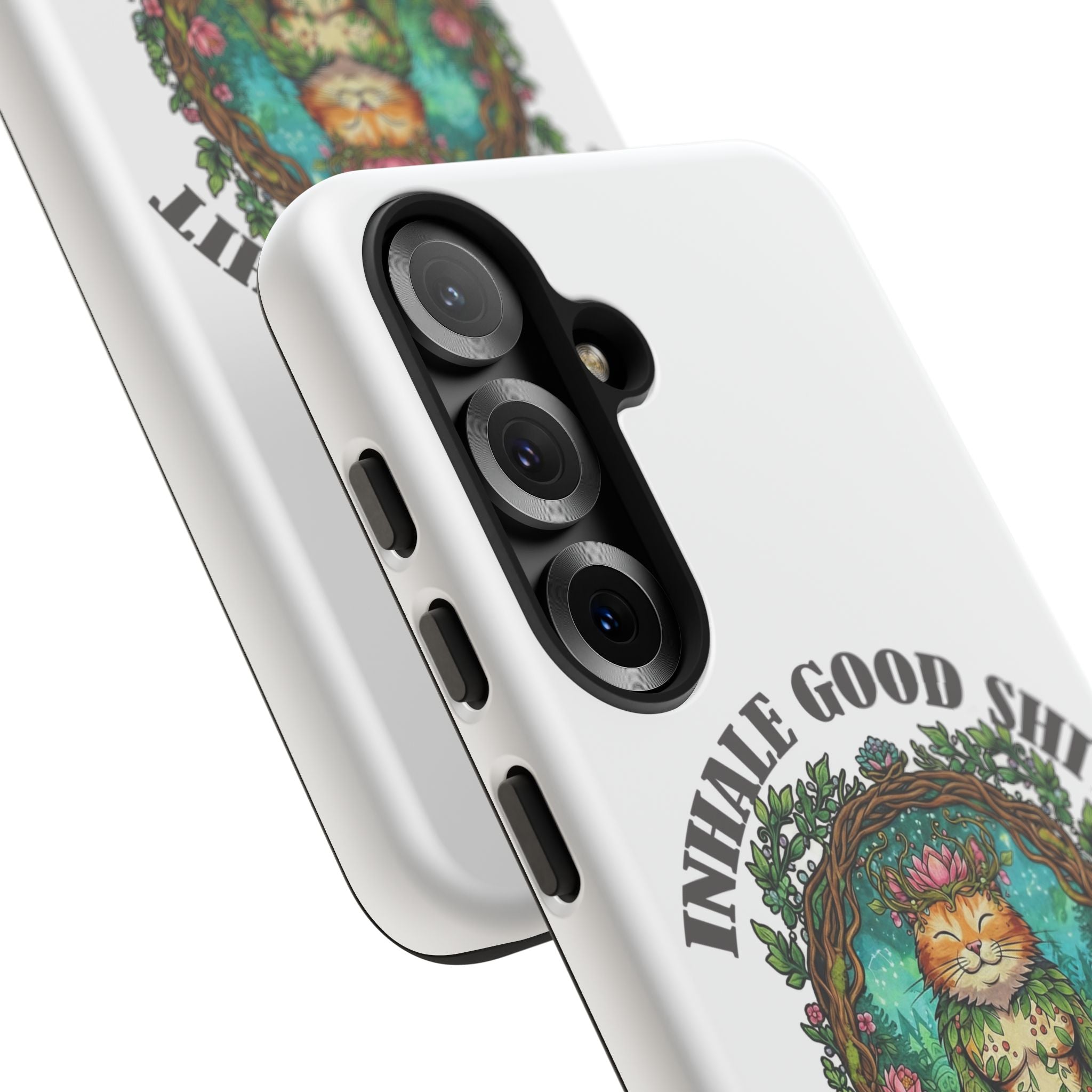 Phone Case - "Inhale Good Shit, Exhale Bullshit" Zen Cat Protective Case