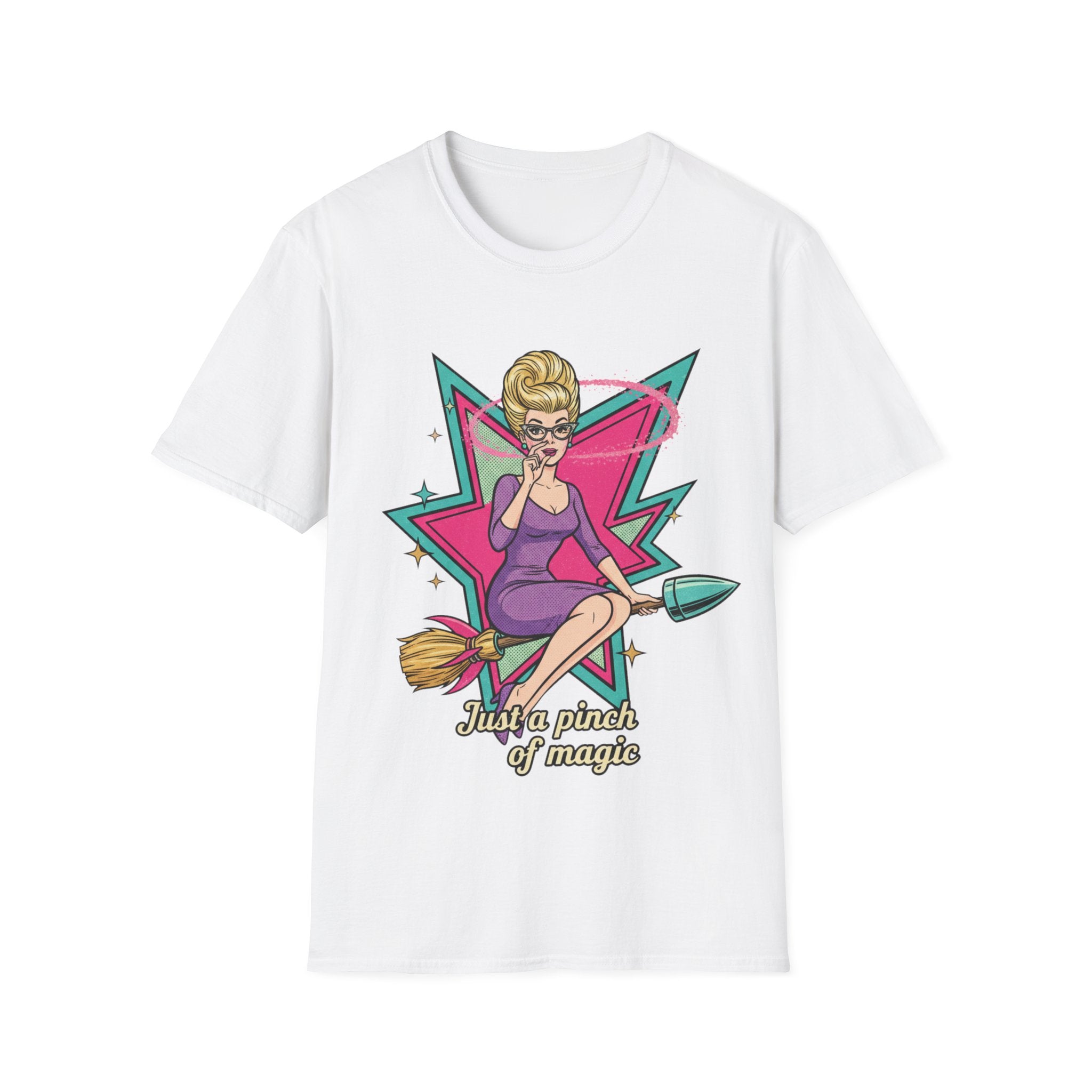 Just a Pinch of Magic T‑Shirt — Retro Witch Pinup Graphic Tee