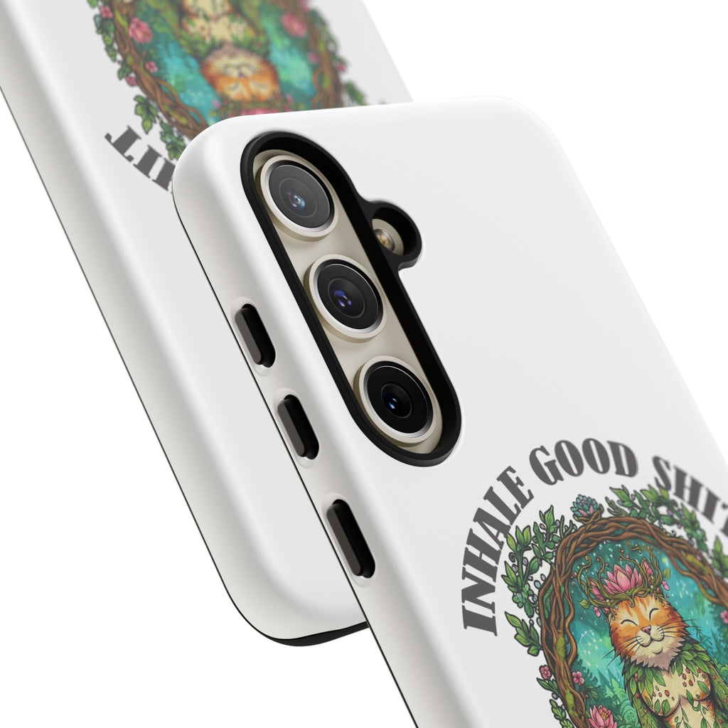 Phone Case - "Inhale Good Shit, Exhale Bullshit" Zen Cat Protective Case