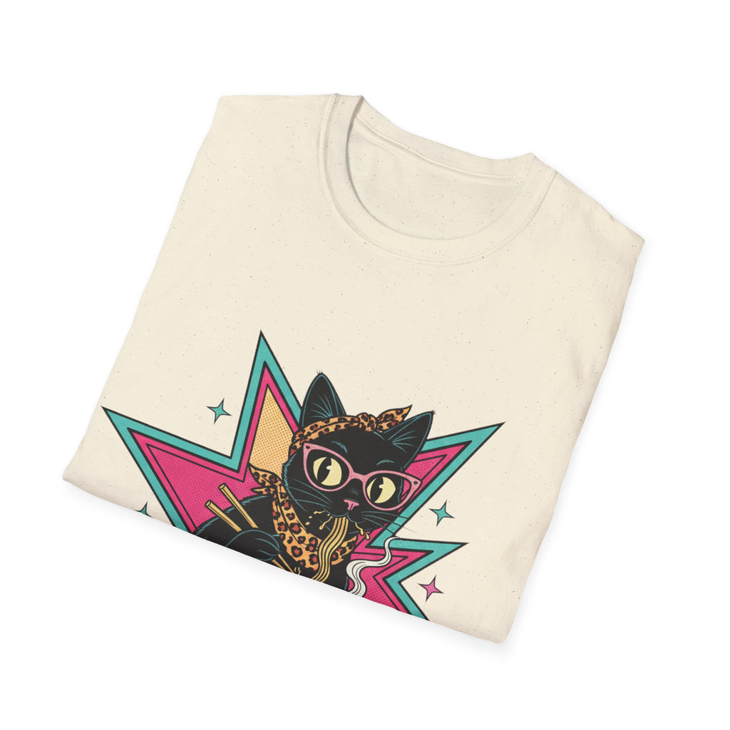 Noodle Lover Cat T-Shirt — Retro Kawaii Ramen Graphic Tee