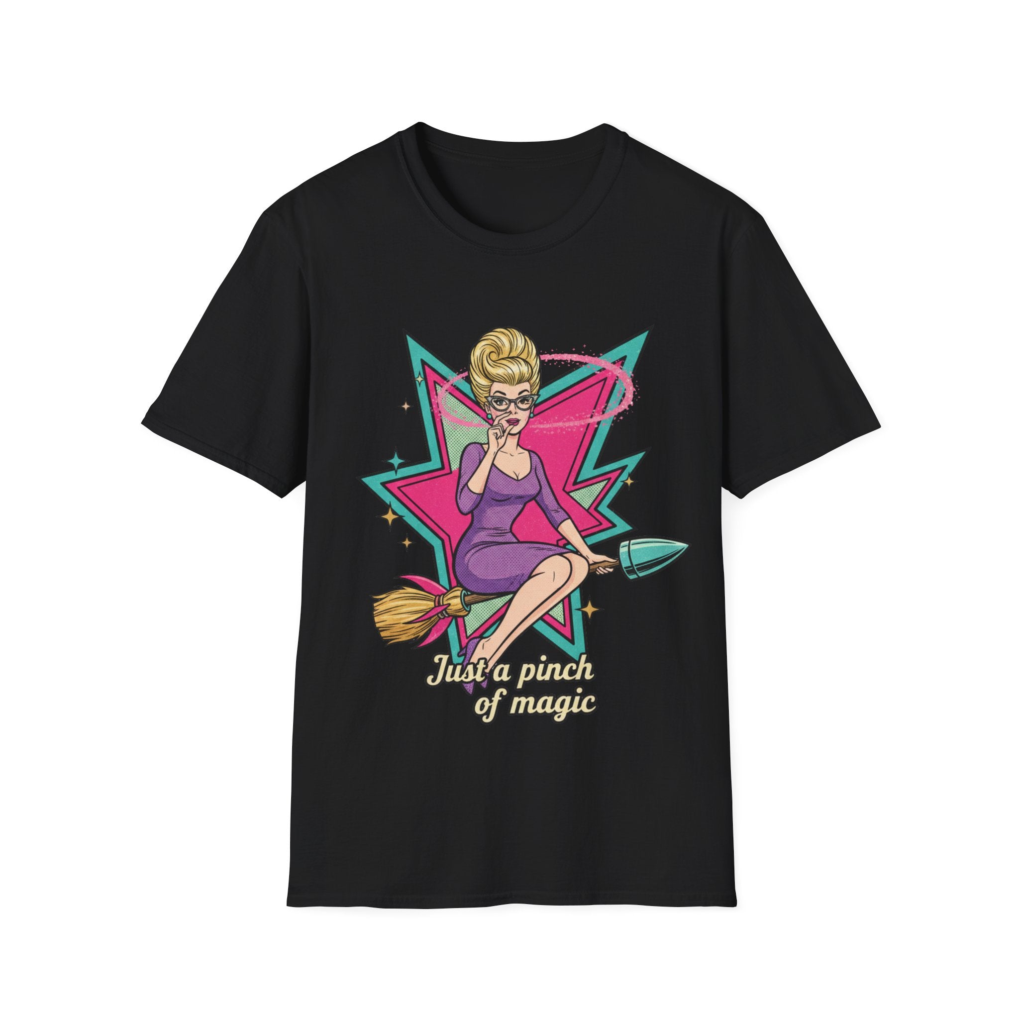 Just a Pinch of Magic T‑Shirt — Retro Witch Pinup Graphic Tee