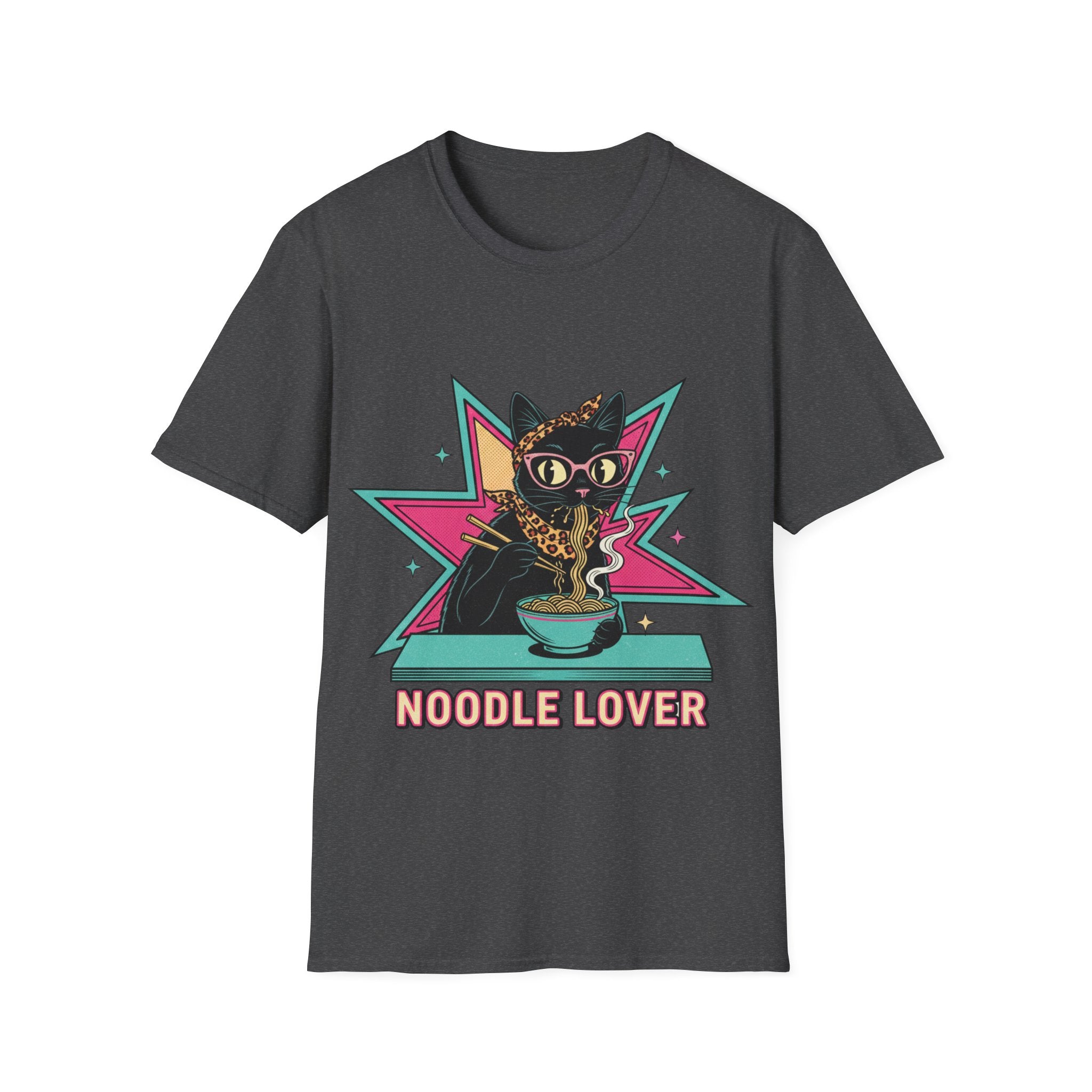 Noodle Lover Cat T-Shirt — Retro Kawaii Ramen Graphic Tee