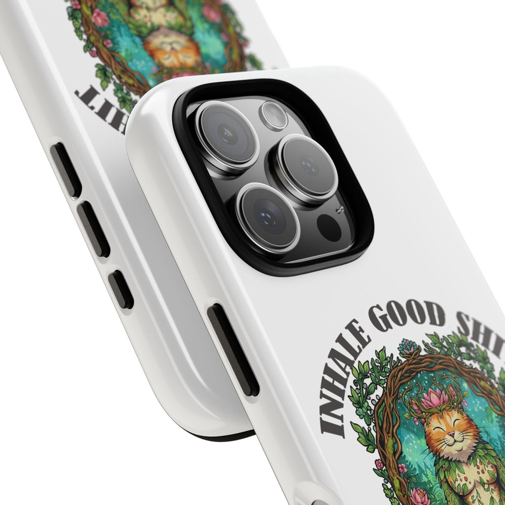 Phone Case - "Inhale Good Shit, Exhale Bullshit" Zen Cat Protective Case