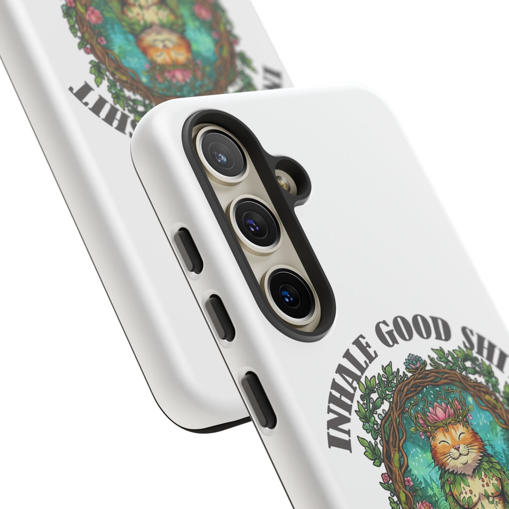 Phone Case - "Inhale Good Shit, Exhale Bullshit" Zen Cat Protective Case