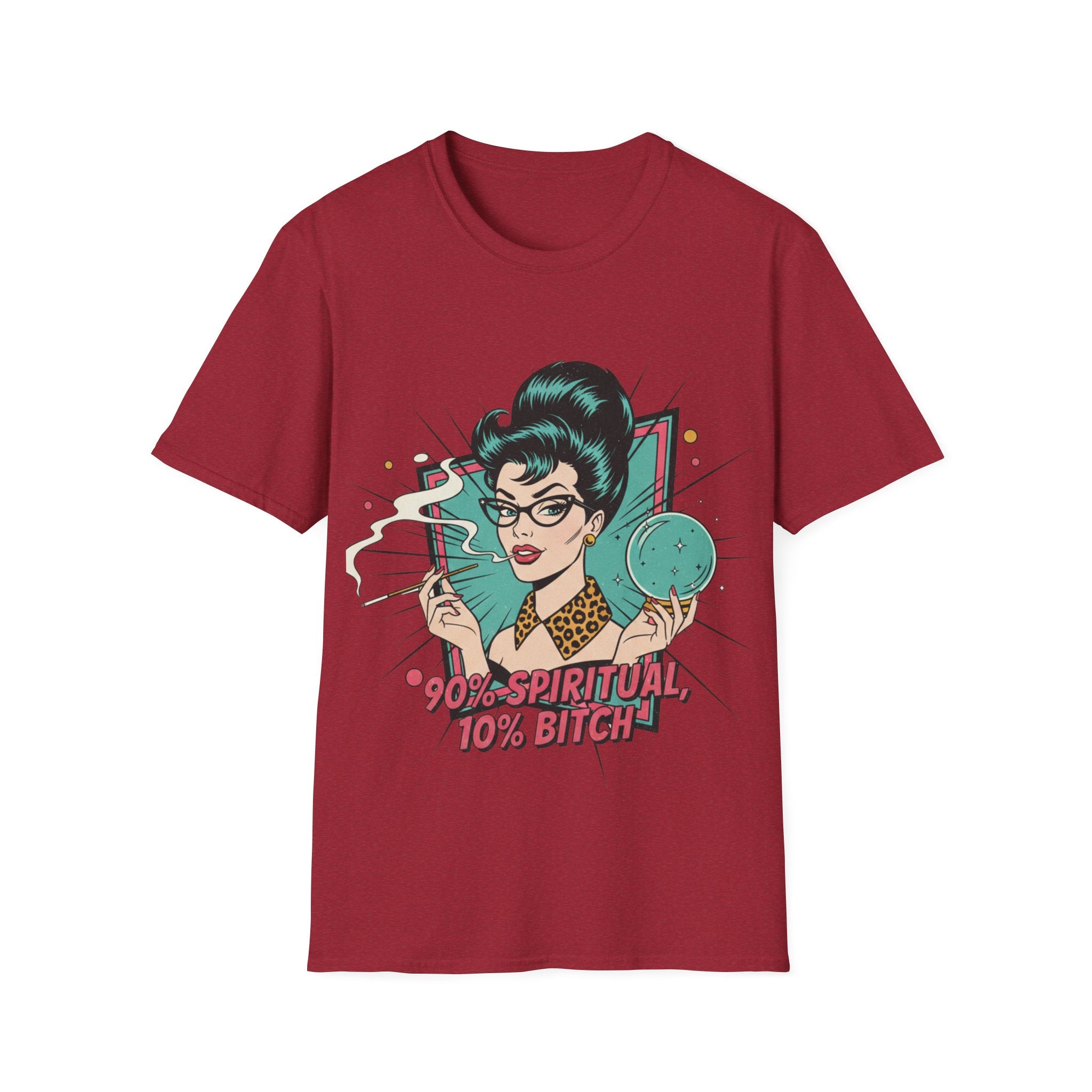 Spiritual Witch Retro T‑Shirt — “90% Spiritual 10% Bitch” Crystal Ball Tee