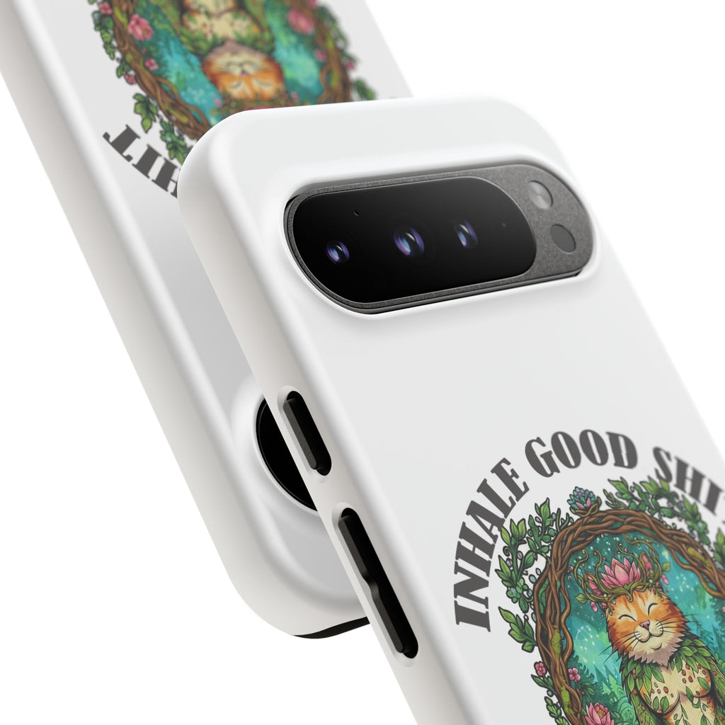 Phone Case - "Inhale Good Shit, Exhale Bullshit" Zen Cat Protective Case