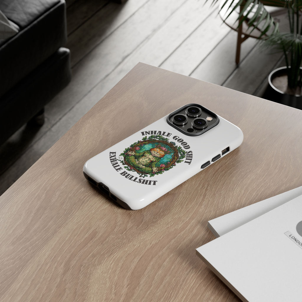 Phone Case - "Inhale Good Shit, Exhale Bullshit" Zen Cat Protective Case