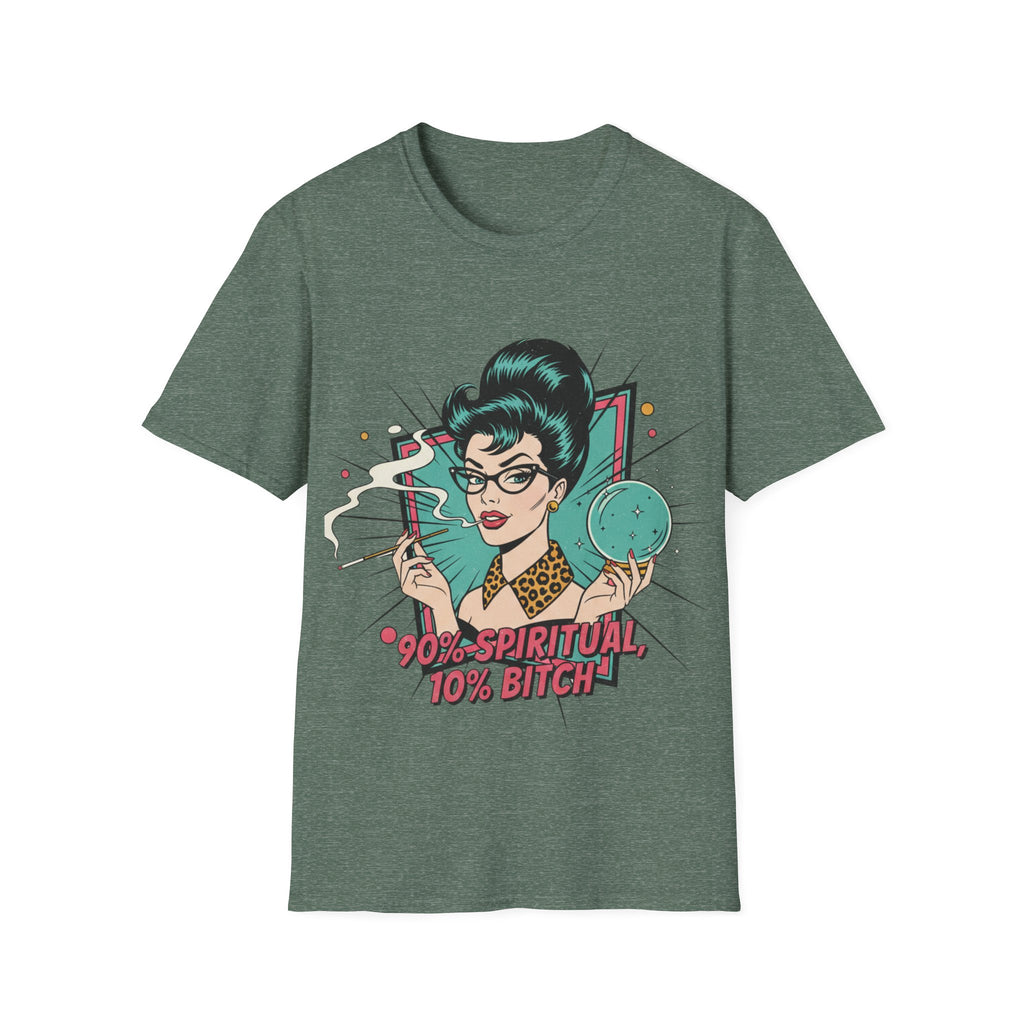 Spiritual Witch Retro T‑Shirt — “90% Spiritual 10% Bitch” Crystal Ball Tee