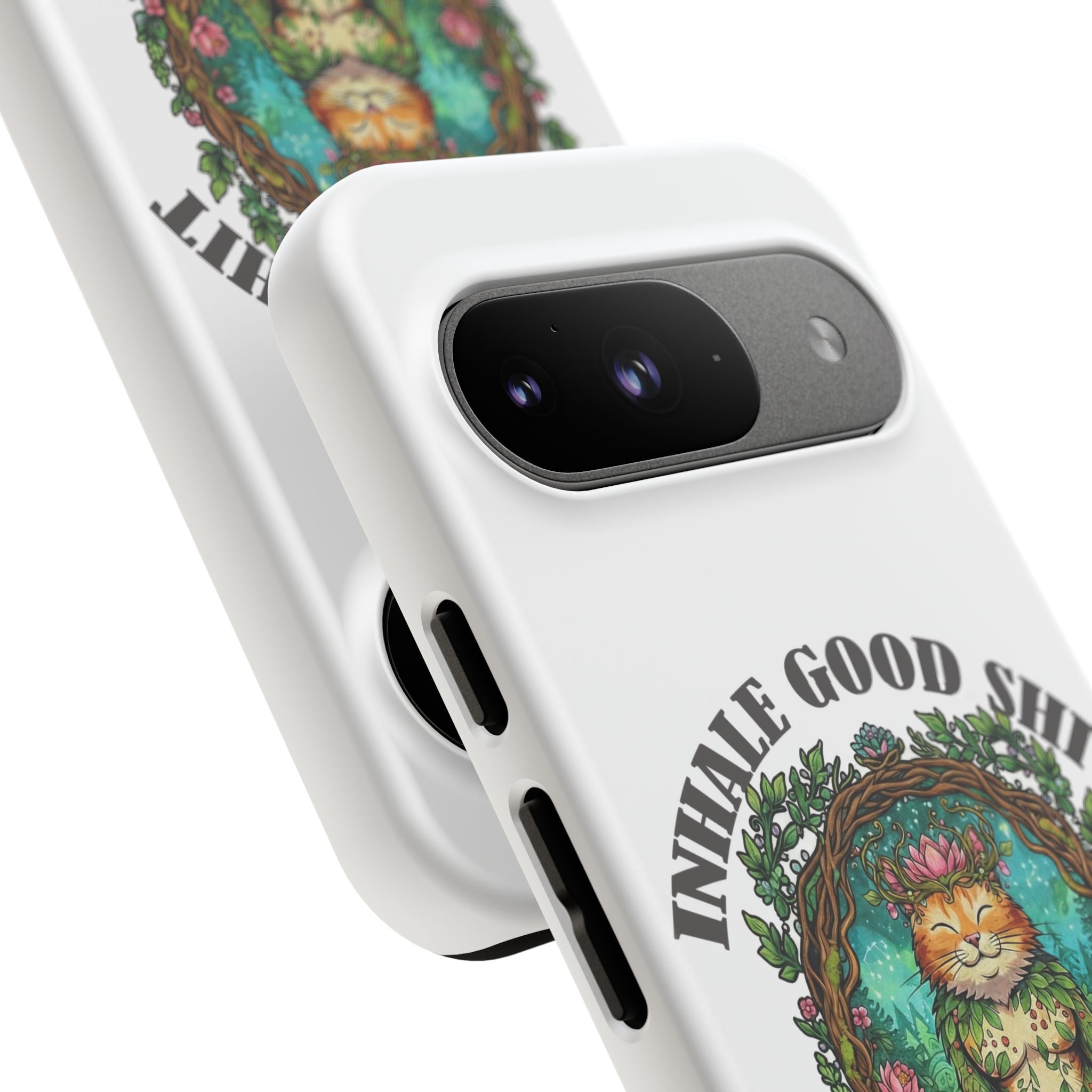 Phone Case - "Inhale Good Shit, Exhale Bullshit" Zen Cat Protective Case