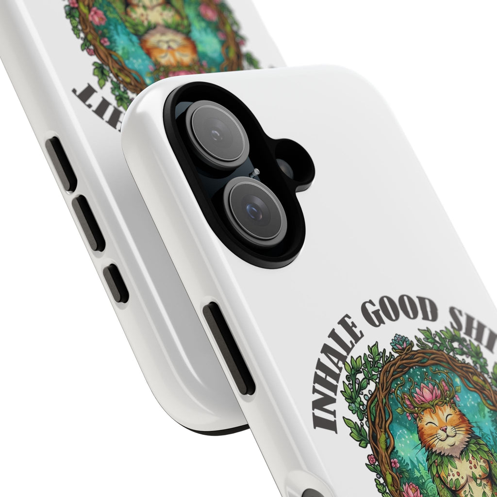 Phone Case - "Inhale Good Shit, Exhale Bullshit" Zen Cat Protective Case