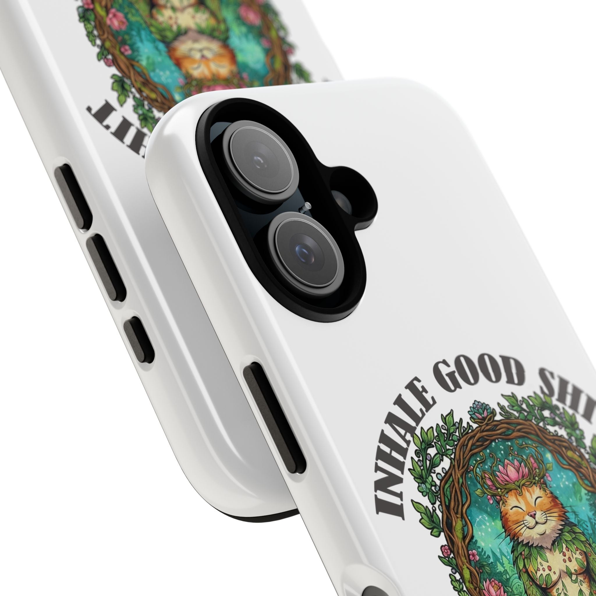 Phone Case - "Inhale Good Shit, Exhale Bullshit" Zen Cat Protective Case