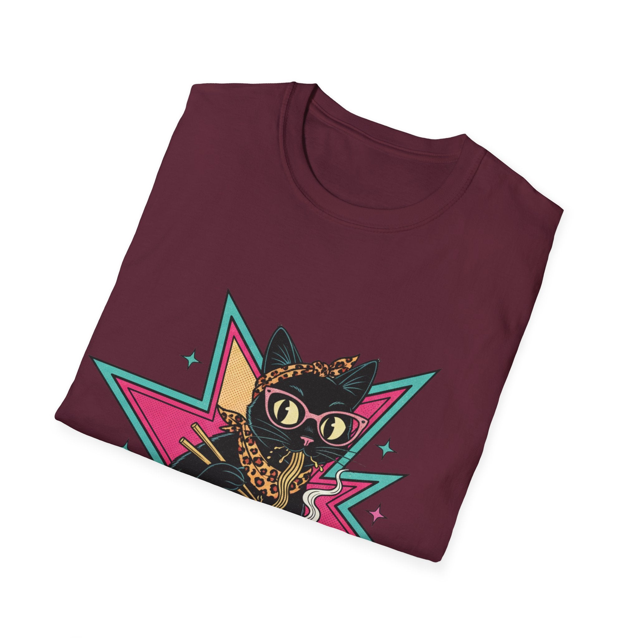 Noodle Lover Cat T-Shirt — Retro Kawaii Ramen Graphic Tee