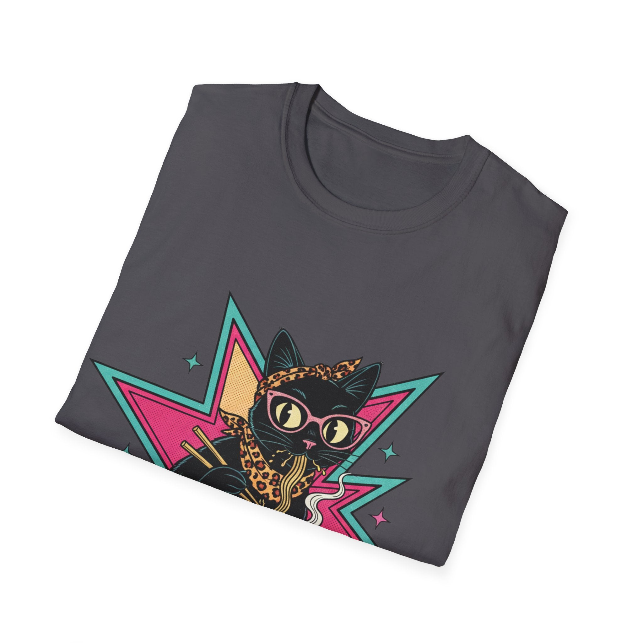 Noodle Lover Cat T-Shirt — Retro Kawaii Ramen Graphic Tee