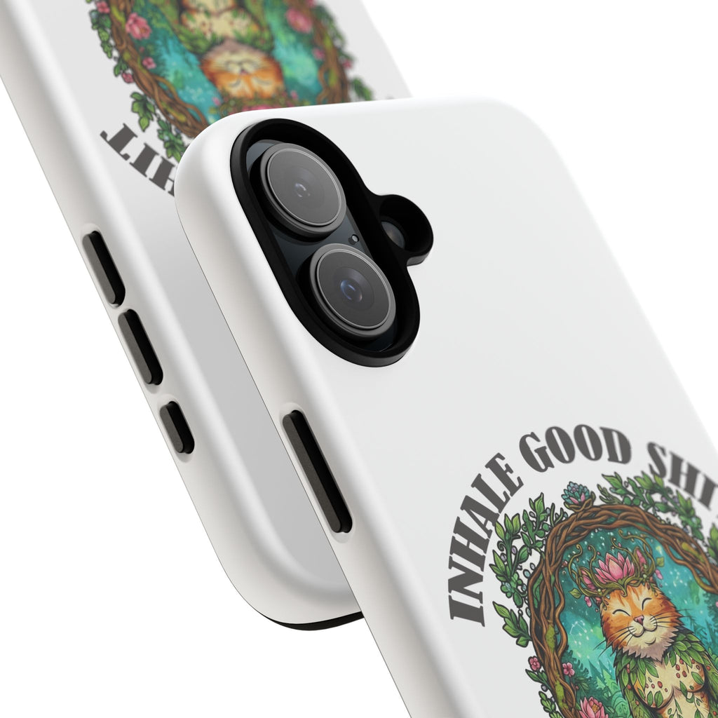 Phone Case - "Inhale Good Shit, Exhale Bullshit" Zen Cat Protective Case
