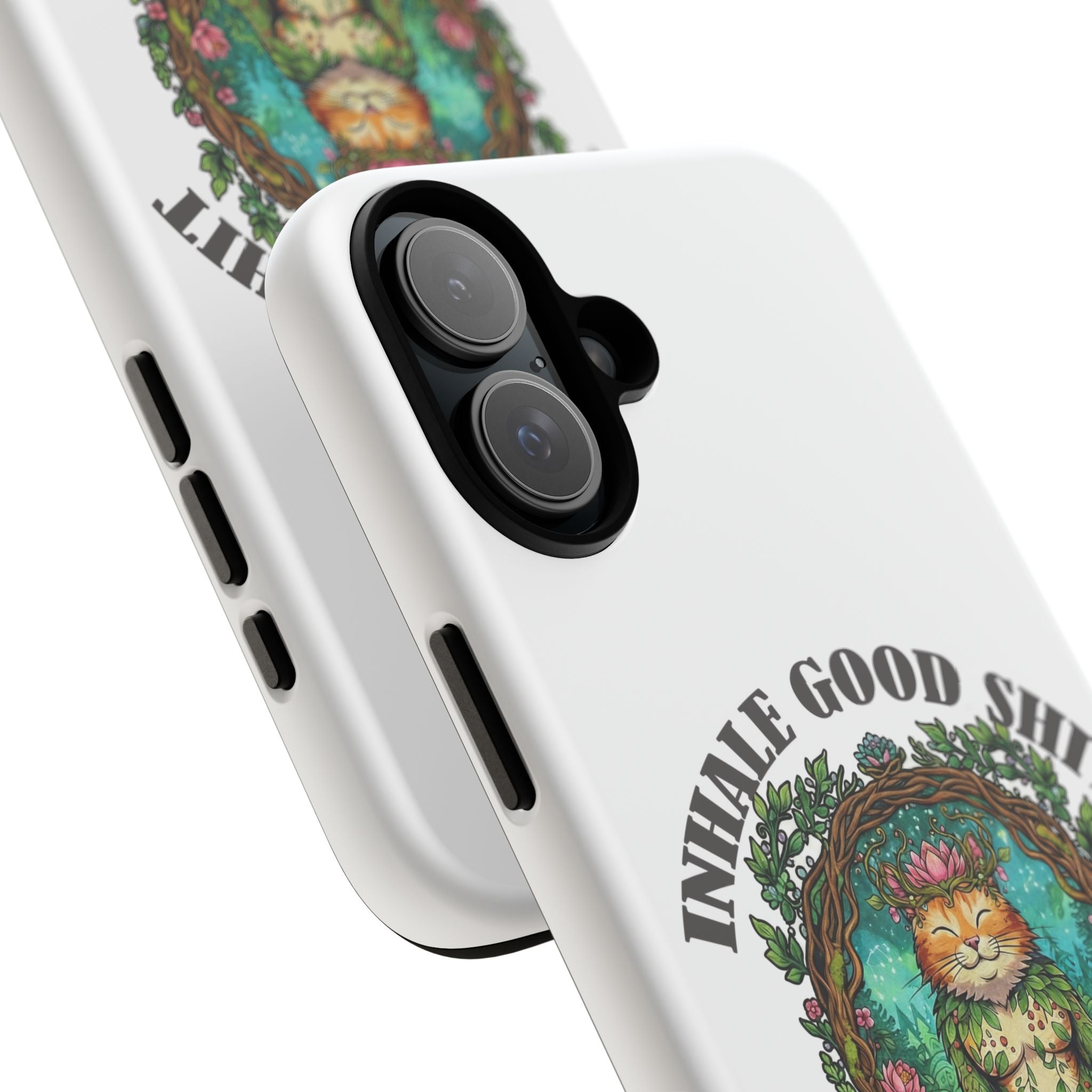 Phone Case - "Inhale Good Shit, Exhale Bullshit" Zen Cat Protective Case