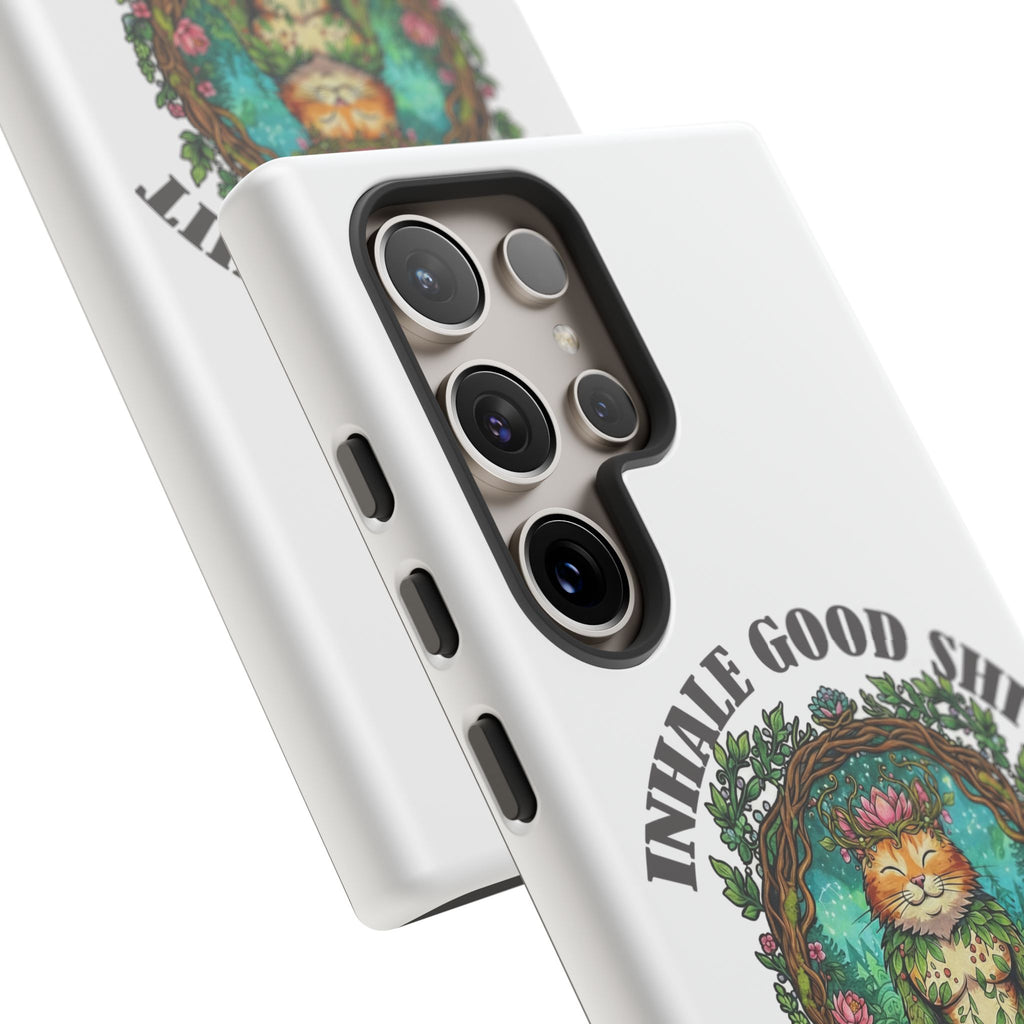 Phone Case - "Inhale Good Shit, Exhale Bullshit" Zen Cat Protective Case