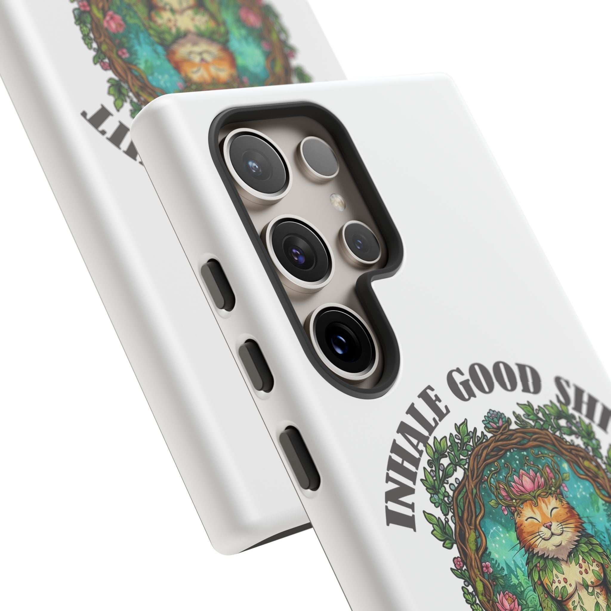 Phone Case - "Inhale Good Shit, Exhale Bullshit" Zen Cat Protective Case