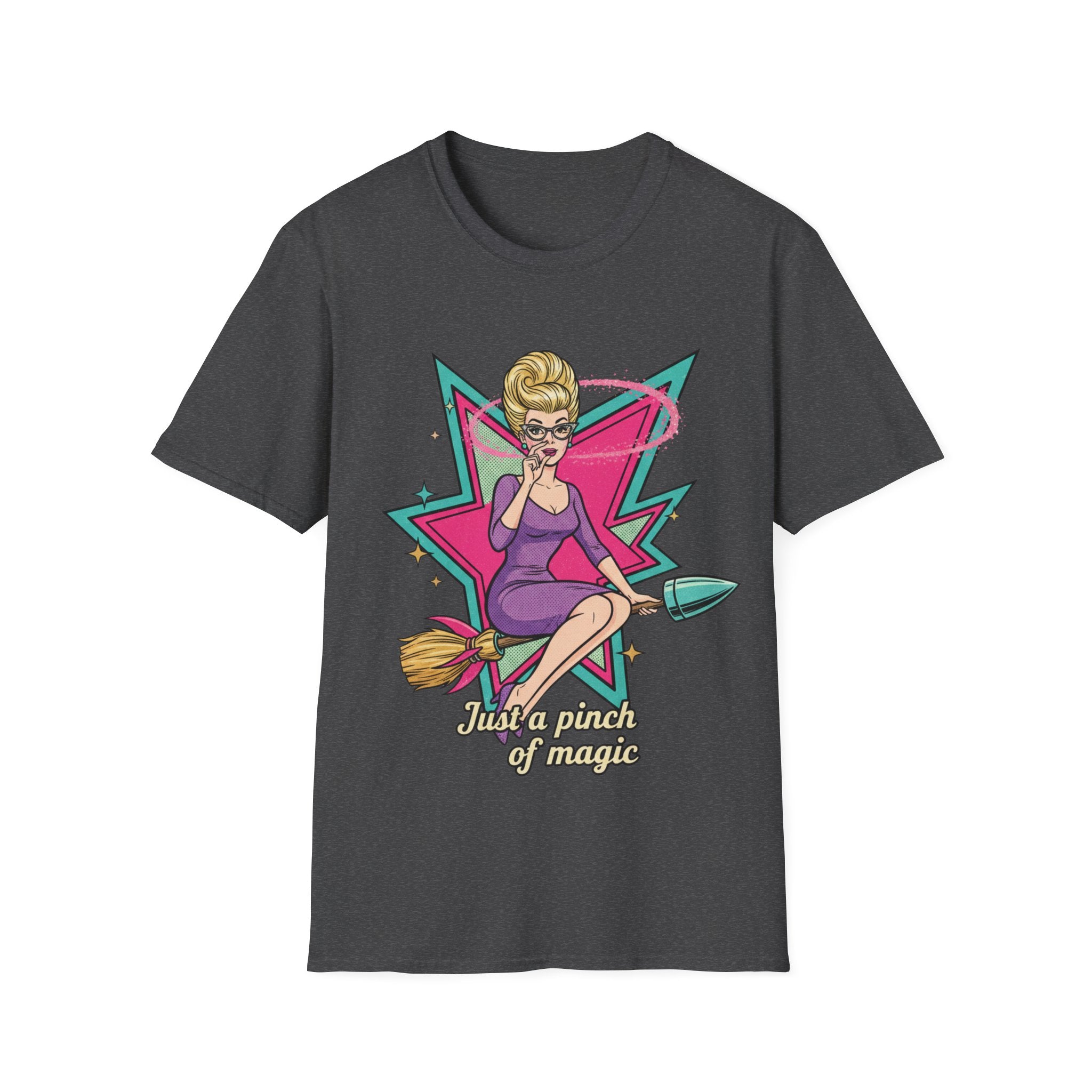 Just a Pinch of Magic T‑Shirt — Retro Witch Pinup Graphic Tee