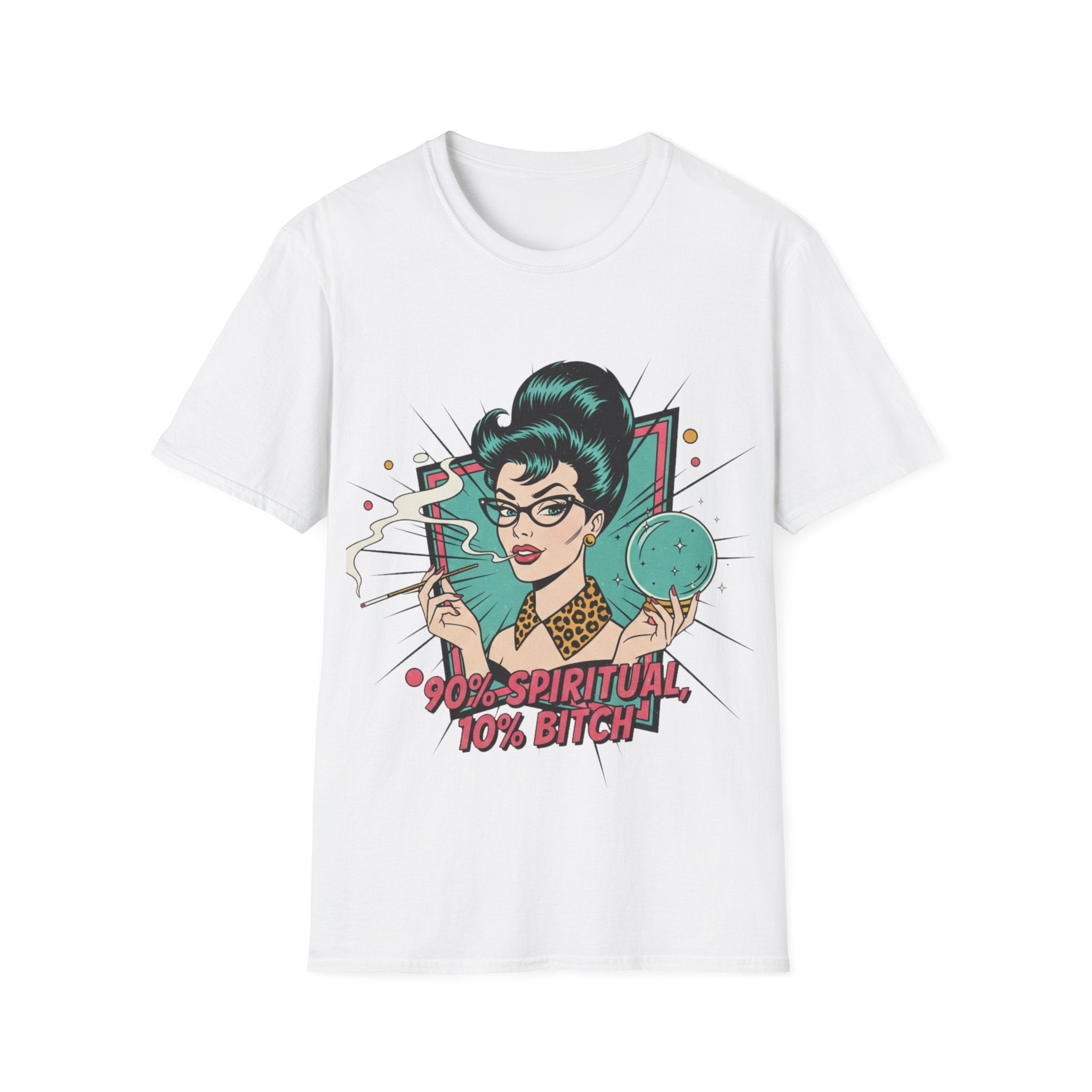 Spiritual Witch Retro T‑Shirt — “90% Spiritual 10% Bitch” Crystal Ball Tee