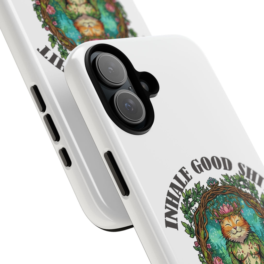 Phone Case - "Inhale Good Shit, Exhale Bullshit" Zen Cat Protective Case