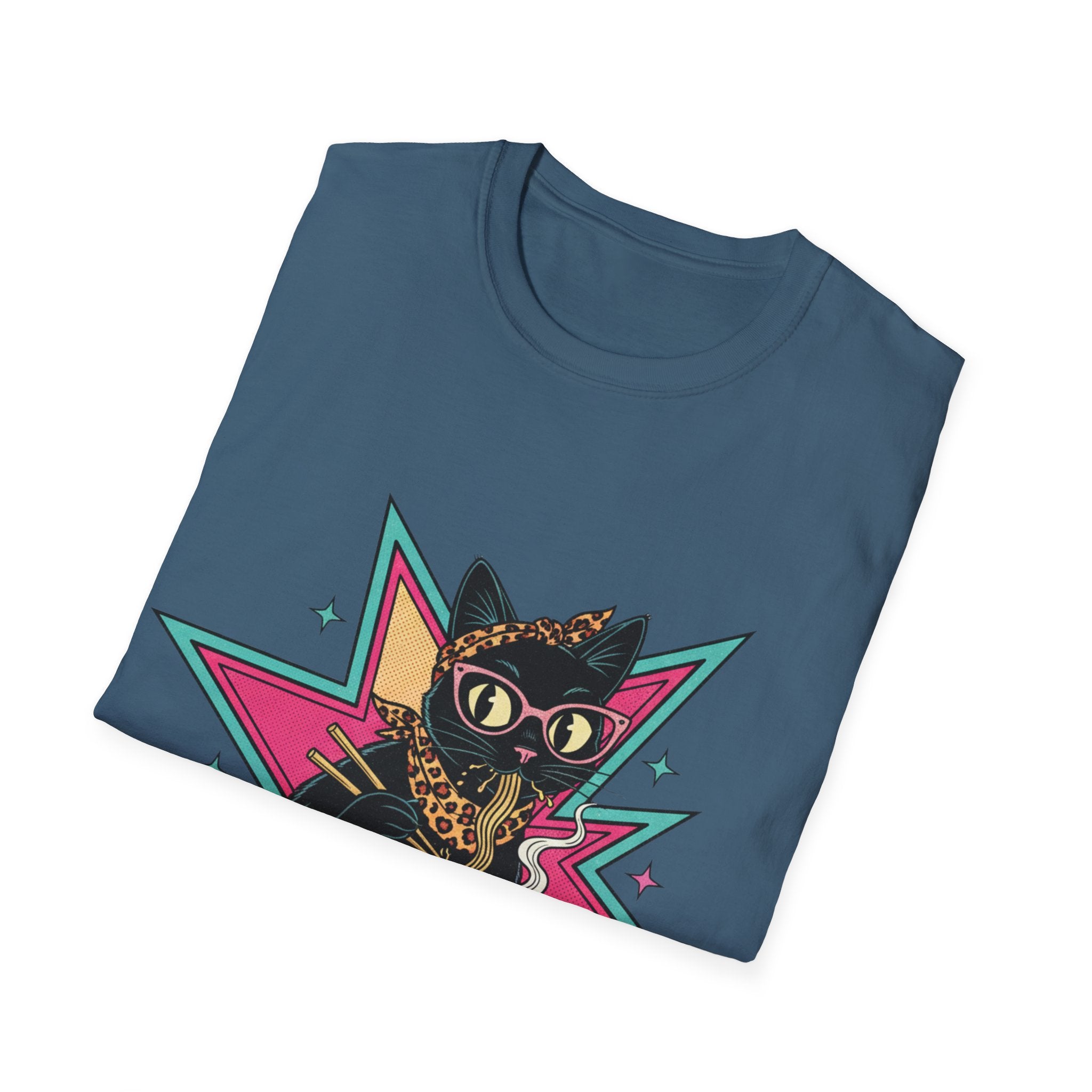 Noodle Lover Cat T-Shirt — Retro Kawaii Ramen Graphic Tee