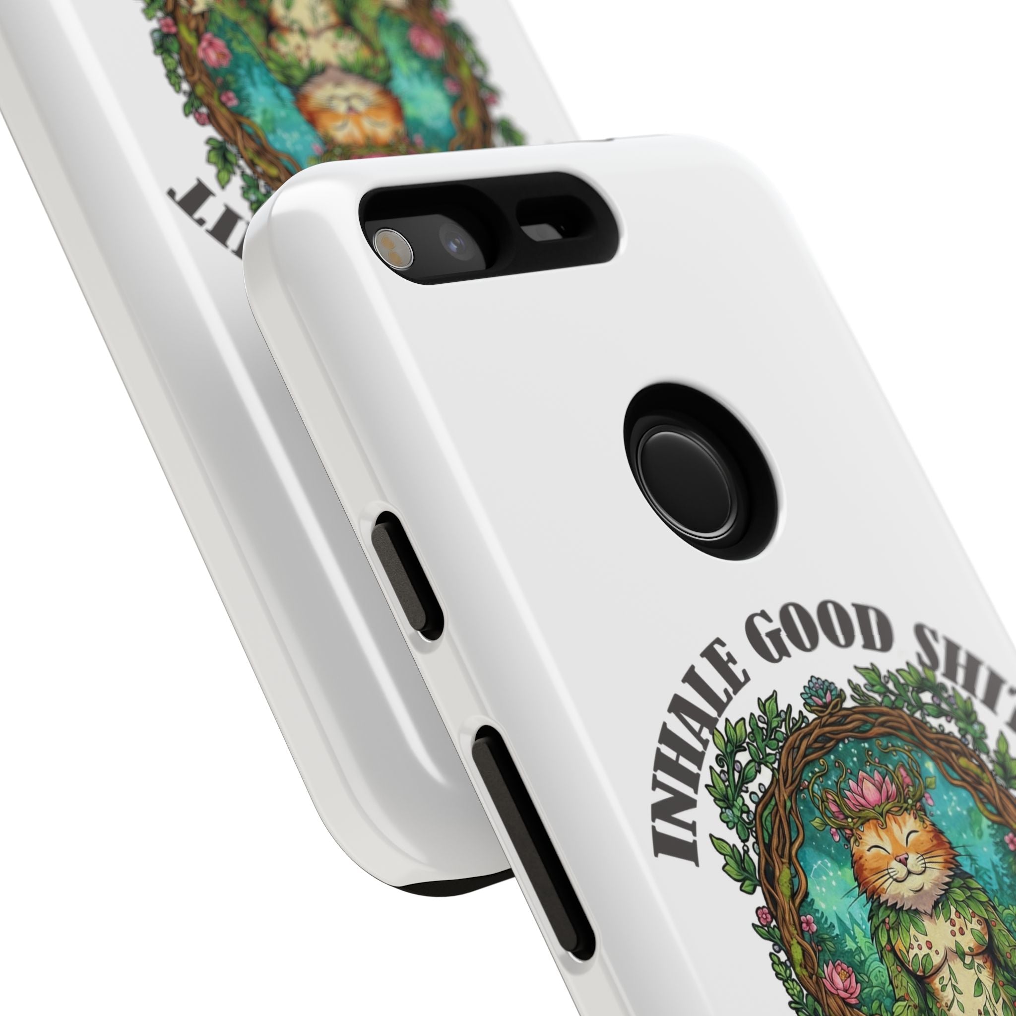 Phone Case - "Inhale Good Shit, Exhale Bullshit" Zen Cat Protective Case