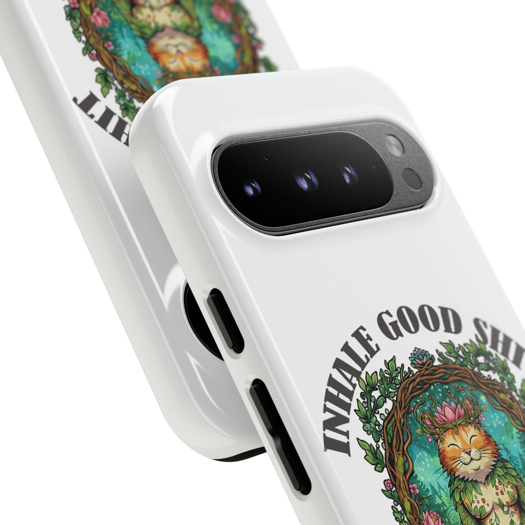 Phone Case - "Inhale Good Shit, Exhale Bullshit" Zen Cat Protective Case