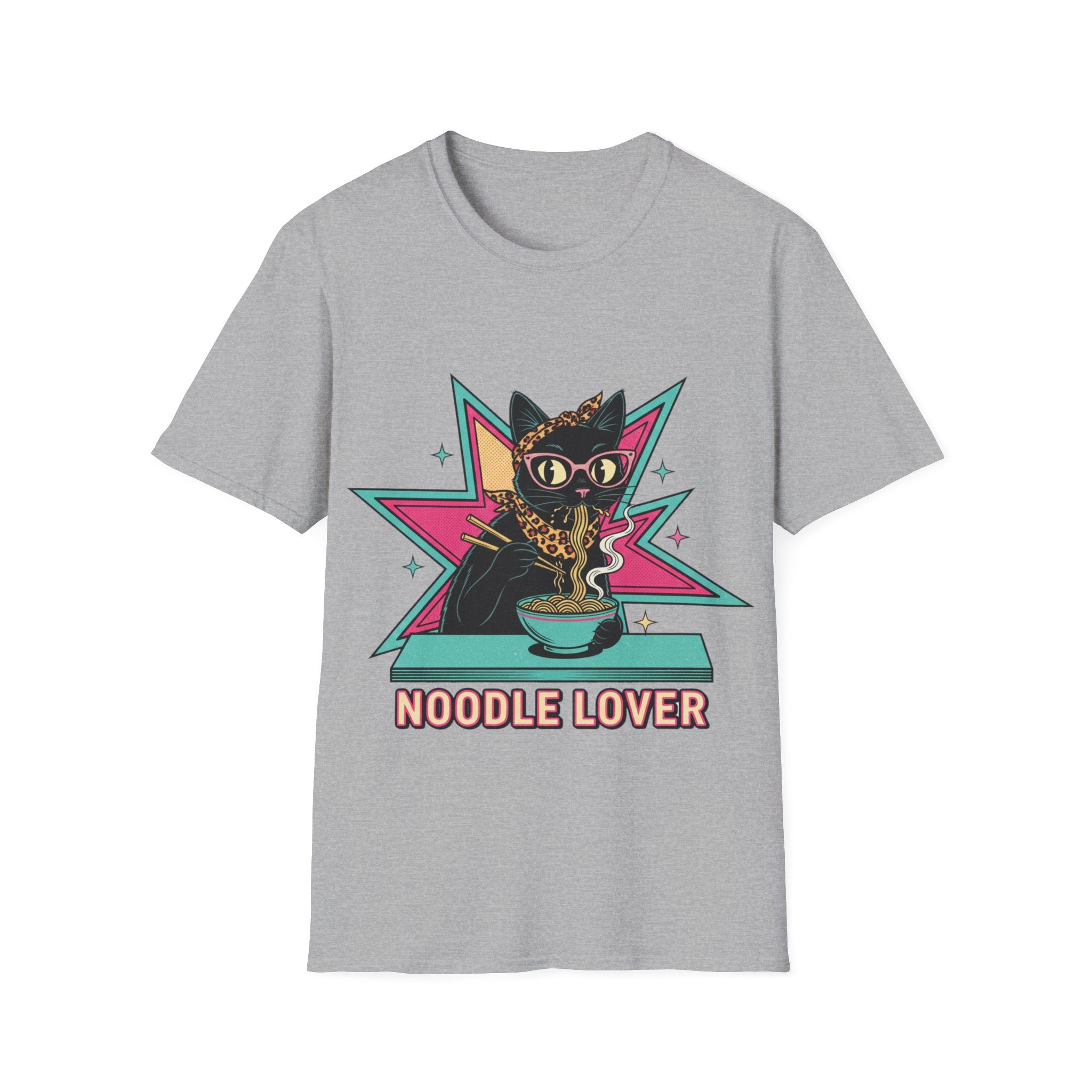 Noodle Lover Cat T-Shirt — Retro Kawaii Ramen Graphic Tee