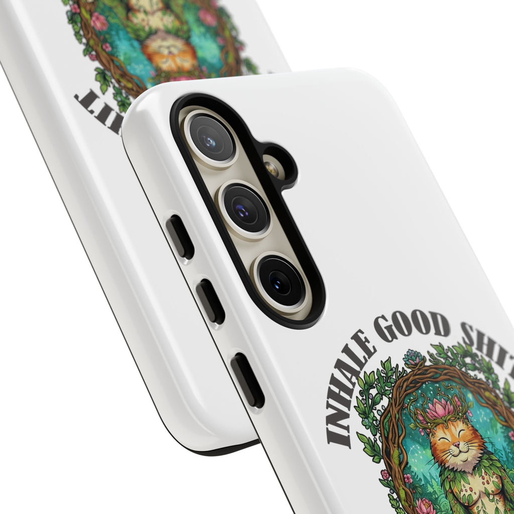Phone Case - "Inhale Good Shit, Exhale Bullshit" Zen Cat Protective Case