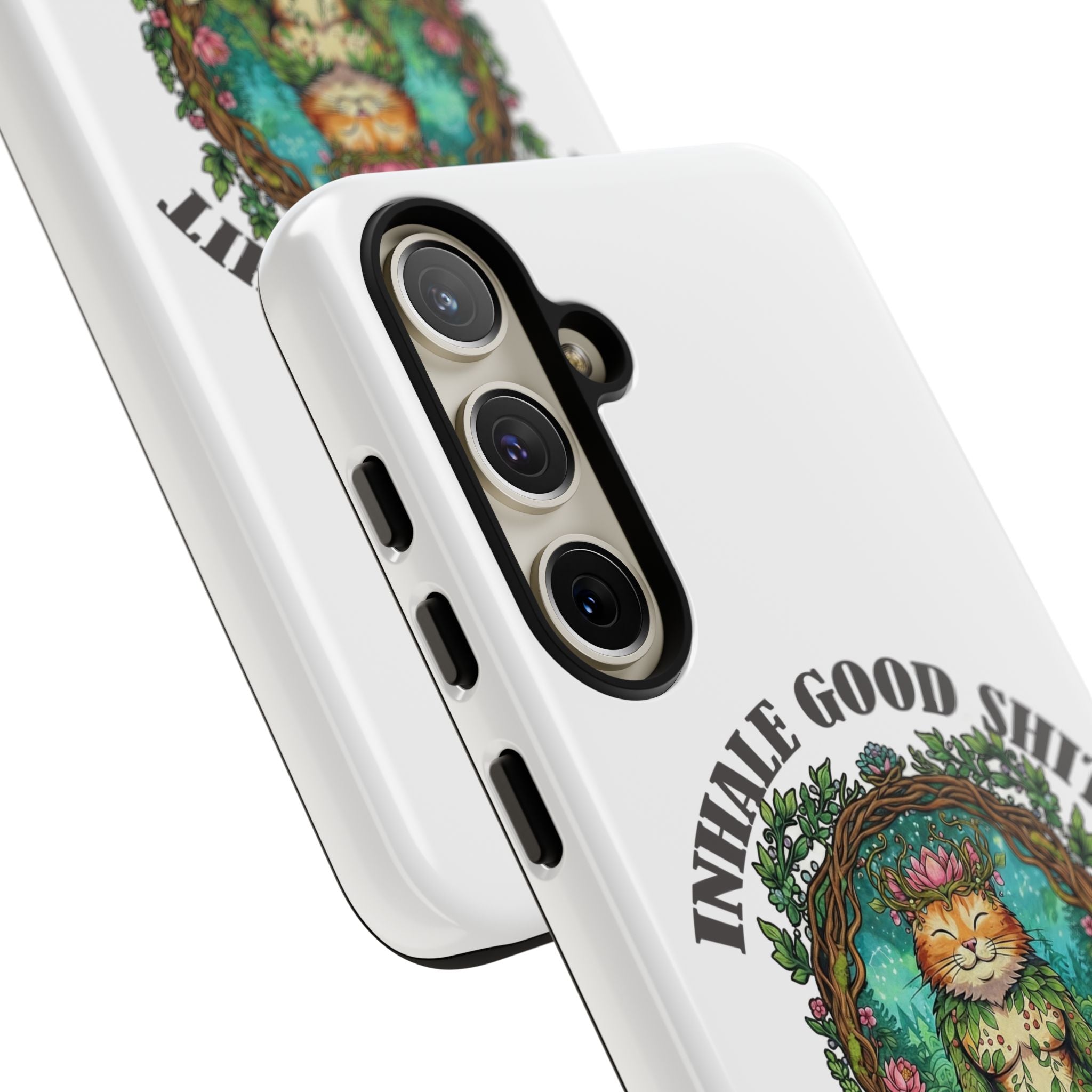Phone Case - "Inhale Good Shit, Exhale Bullshit" Zen Cat Protective Case