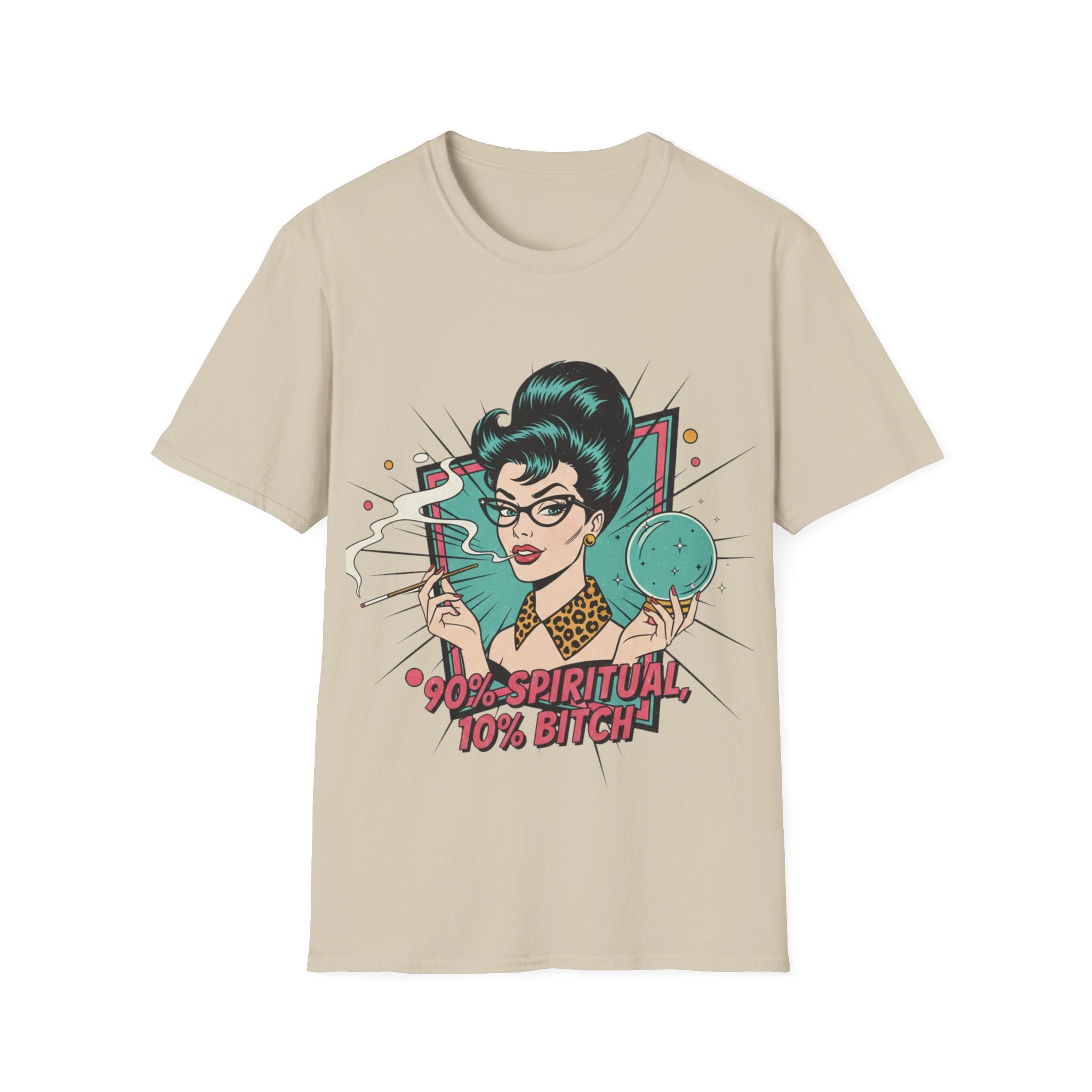 Spiritual Witch Retro T‑Shirt — “90% Spiritual 10% Bitch” Crystal Ball Tee