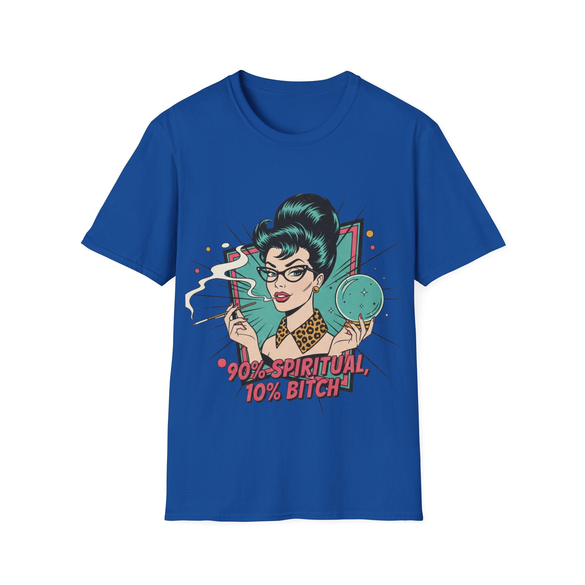 Spiritual Witch Retro T‑Shirt — “90% Spiritual 10% Bitch” Crystal Ball Tee