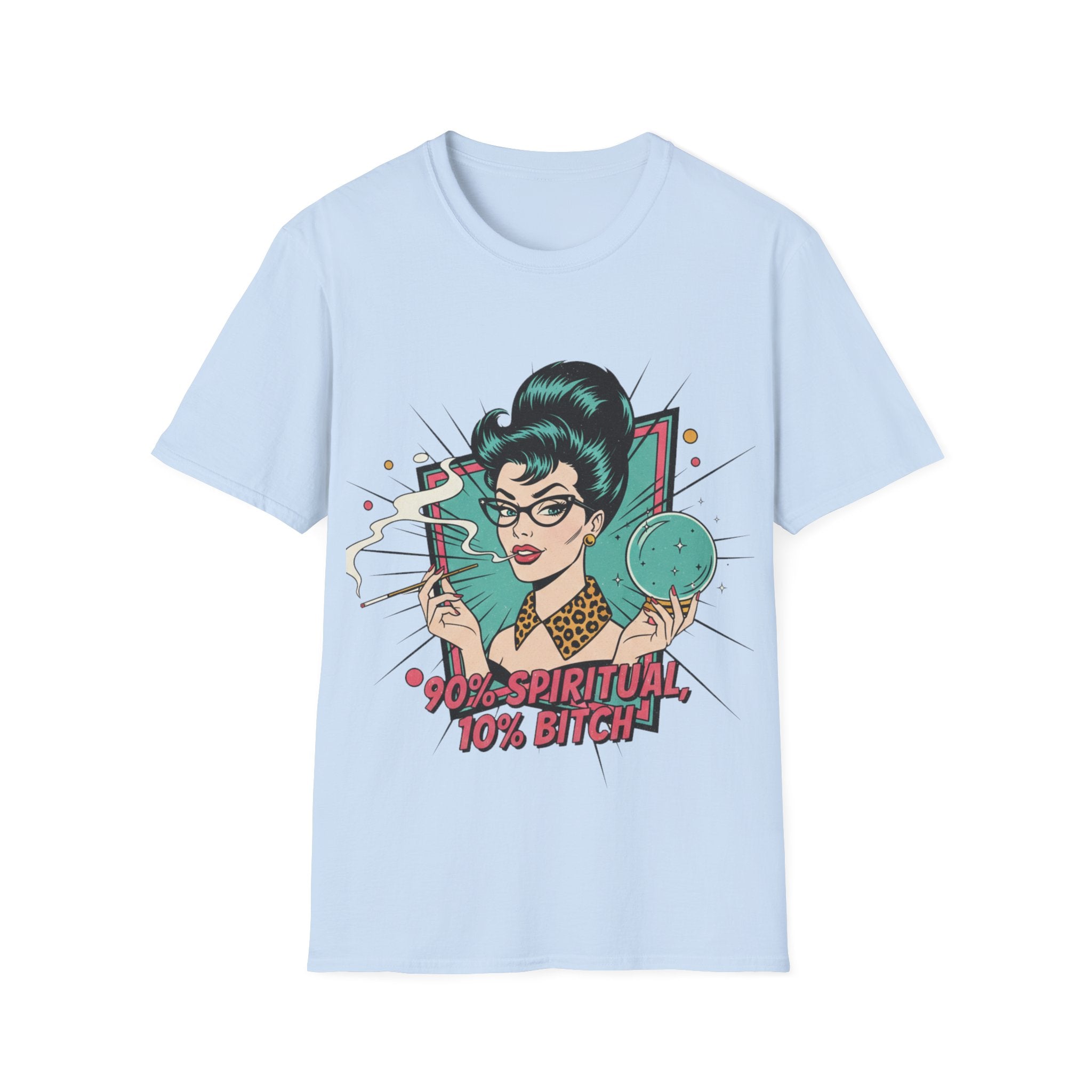 Spiritual Witch Retro T‑Shirt — “90% Spiritual 10% Bitch” Crystal Ball Tee
