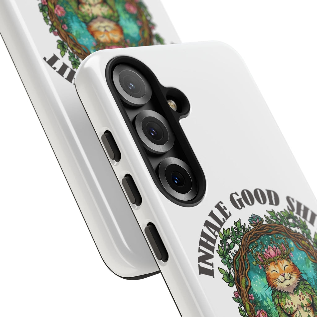 Phone Case - "Inhale Good Shit, Exhale Bullshit" Zen Cat Protective Case