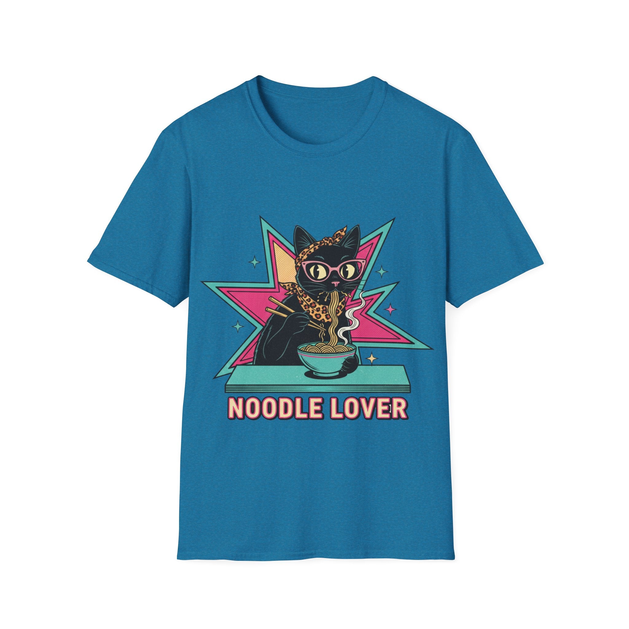 Noodle Lover Cat T-Shirt — Retro Kawaii Ramen Graphic Tee
