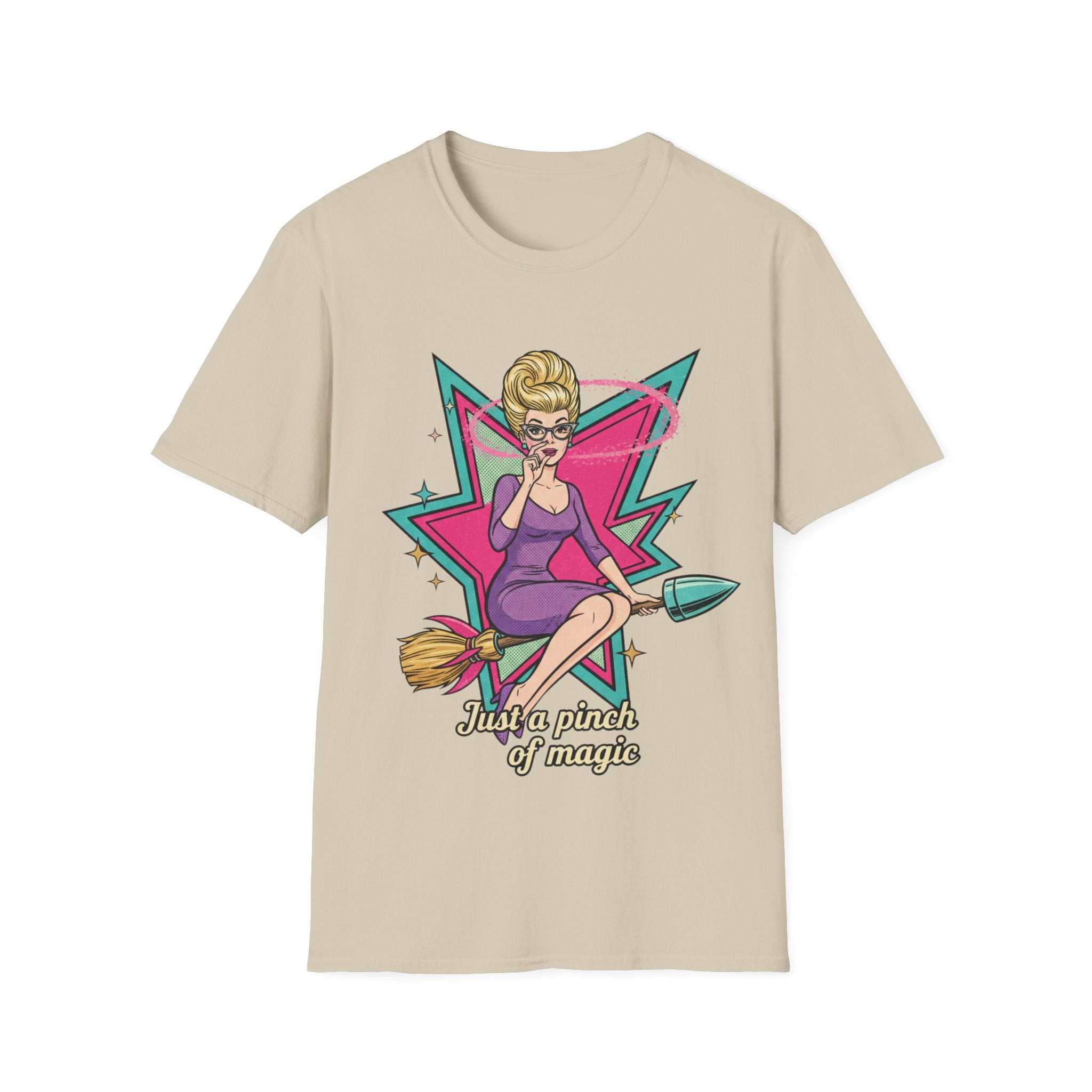 Just a Pinch of Magic T‑Shirt — Retro Witch Pinup Graphic Tee