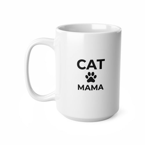 Cat Mama Ceramic Mug — 11oz & 15oz Paw Print Coffee Cup