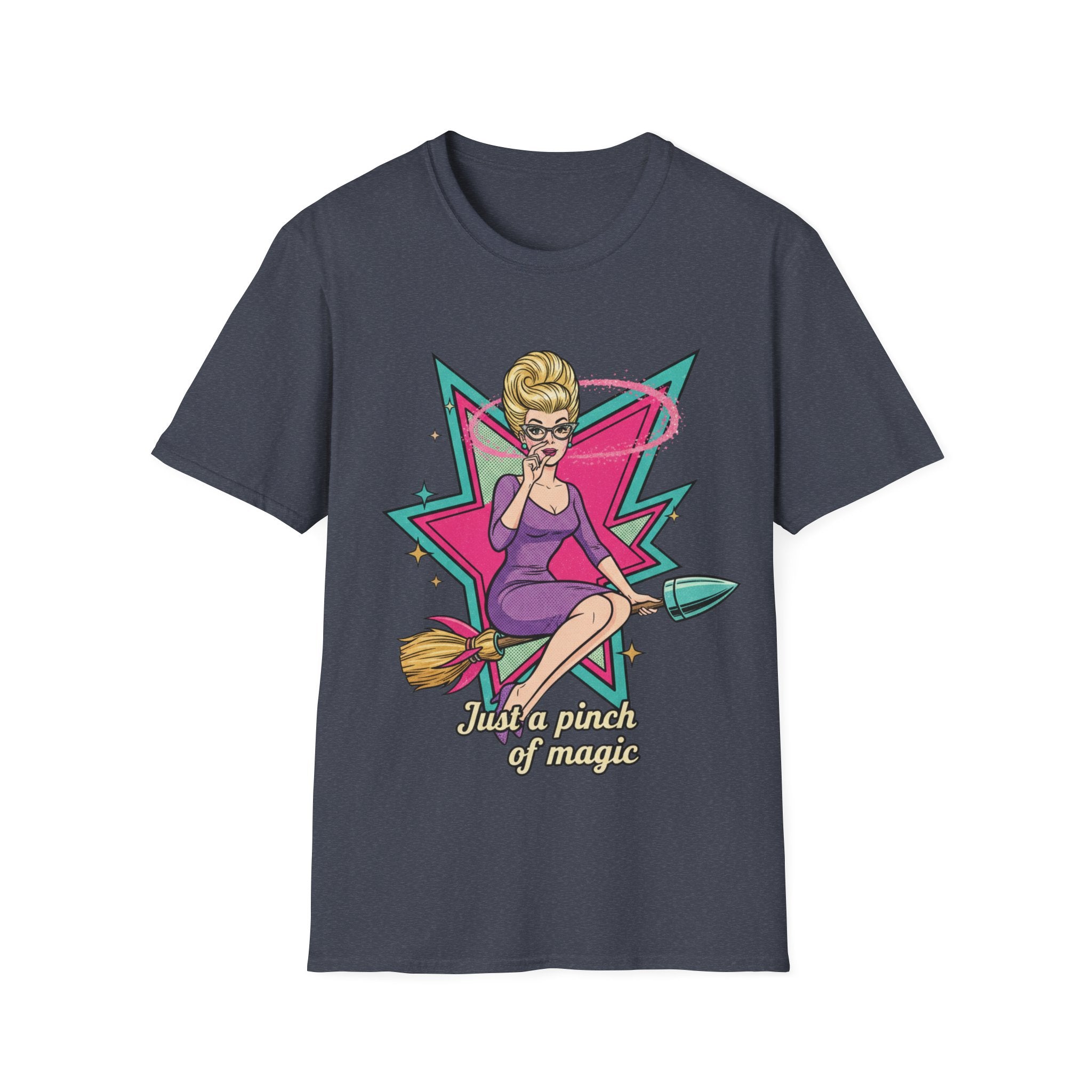 Just a Pinch of Magic T‑Shirt — Retro Witch Pinup Graphic Tee