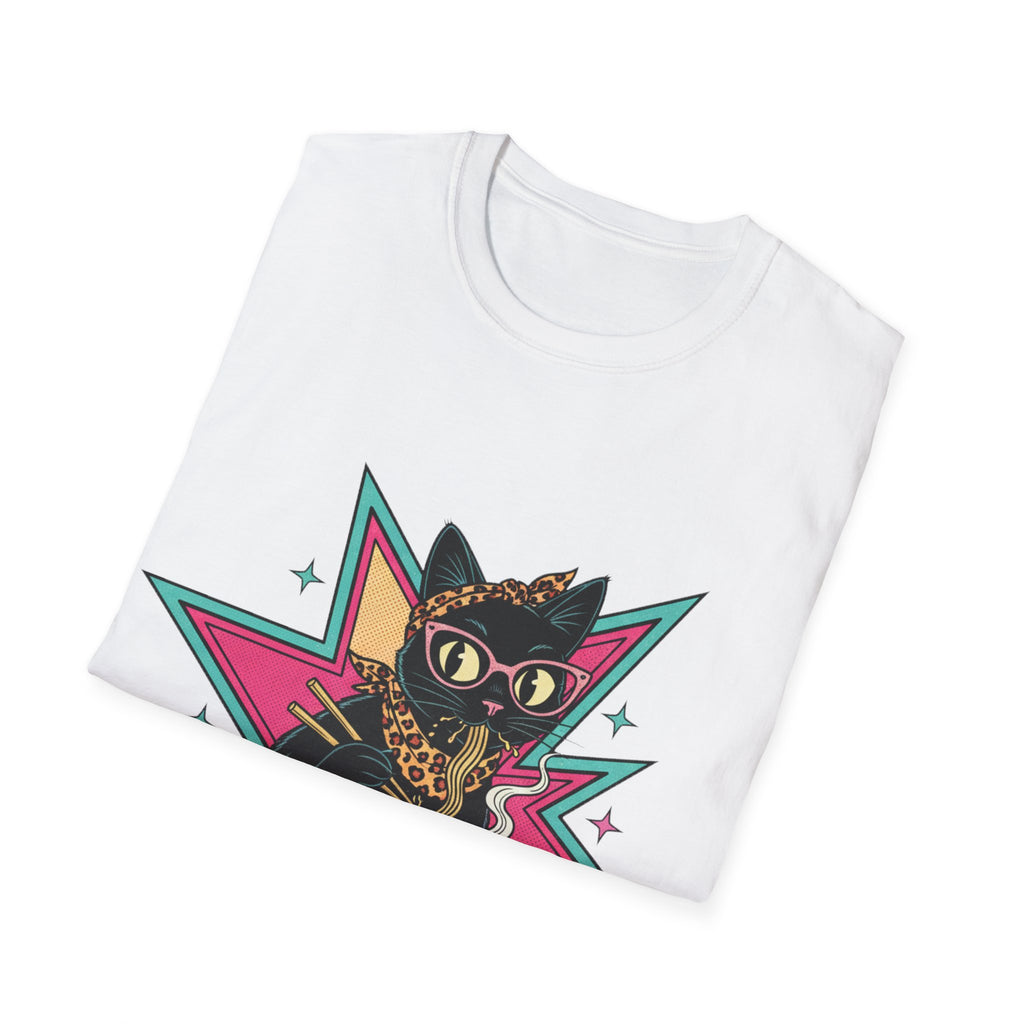 Noodle Lover Cat T-Shirt — Retro Kawaii Ramen Graphic Tee