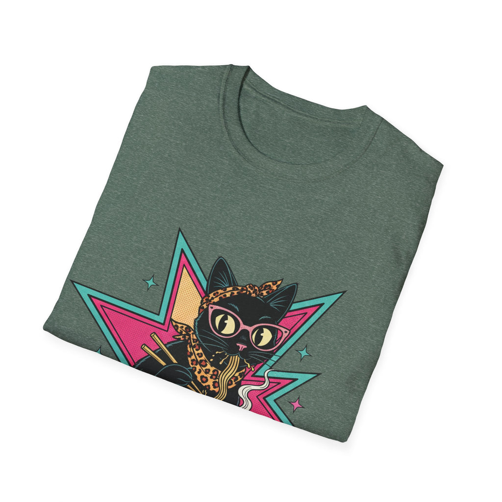 Noodle Lover Cat T-Shirt — Retro Kawaii Ramen Graphic Tee