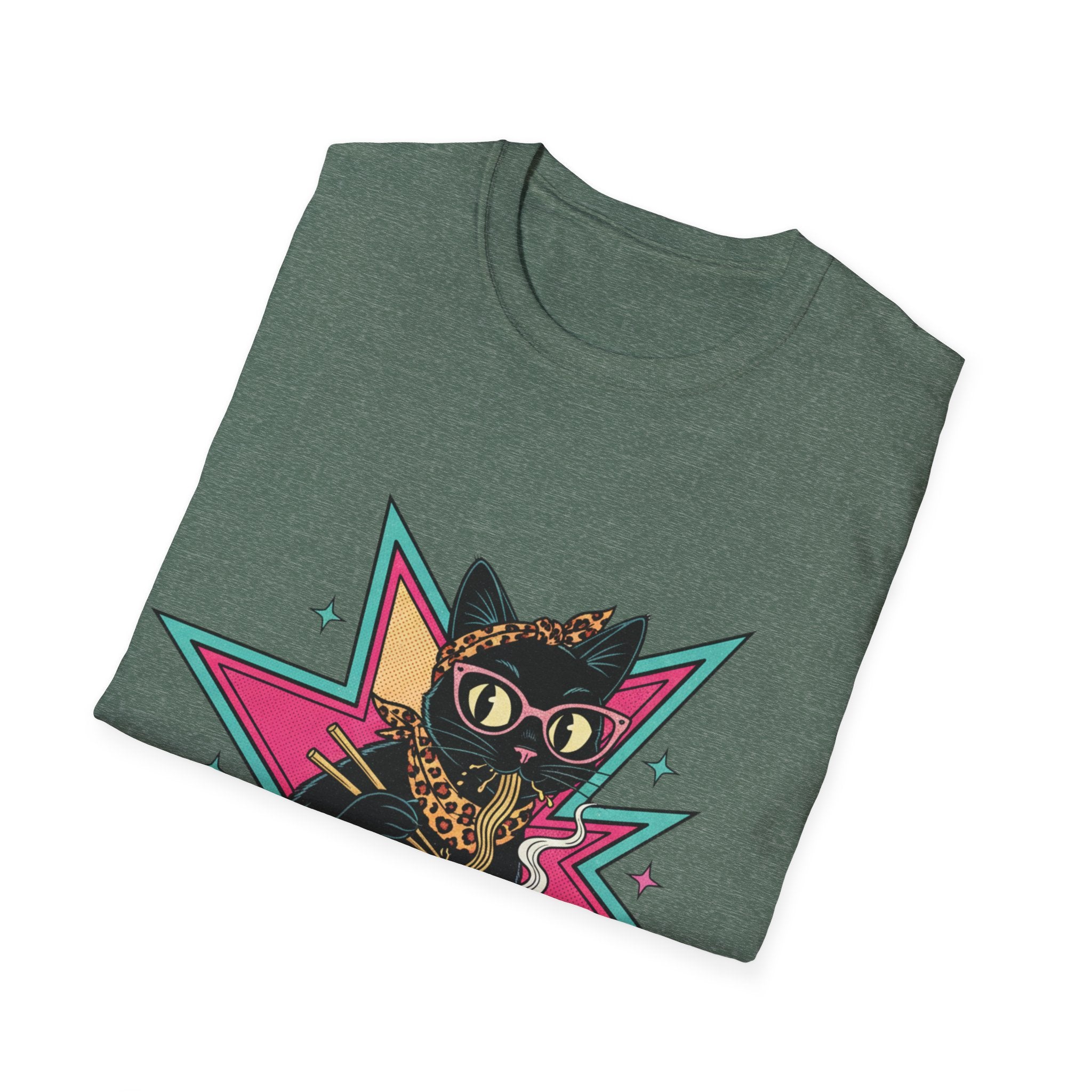 Noodle Lover Cat T-Shirt — Retro Kawaii Ramen Graphic Tee