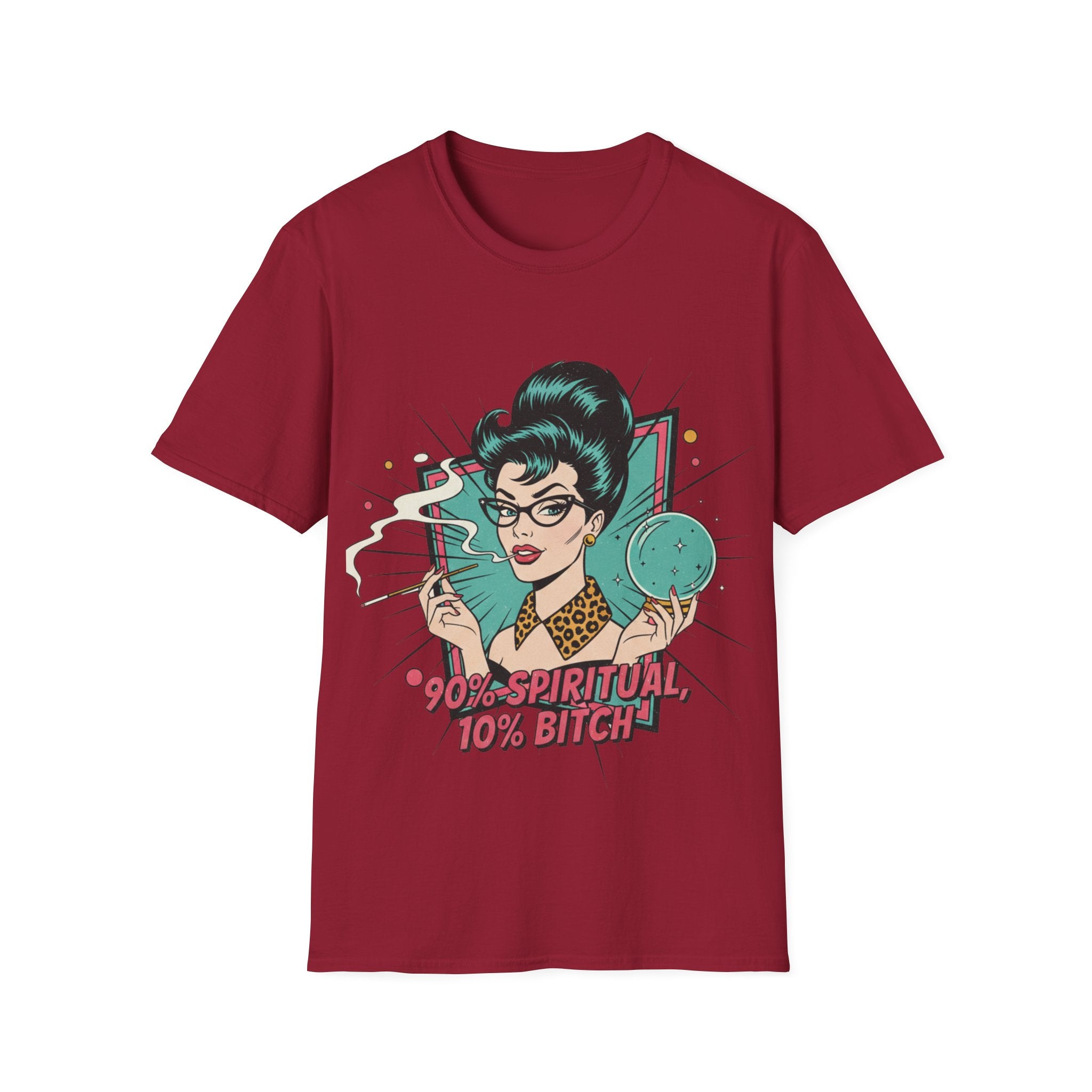 Spiritual Witch Retro T‑Shirt — “90% Spiritual 10% Bitch” Crystal Ball Tee