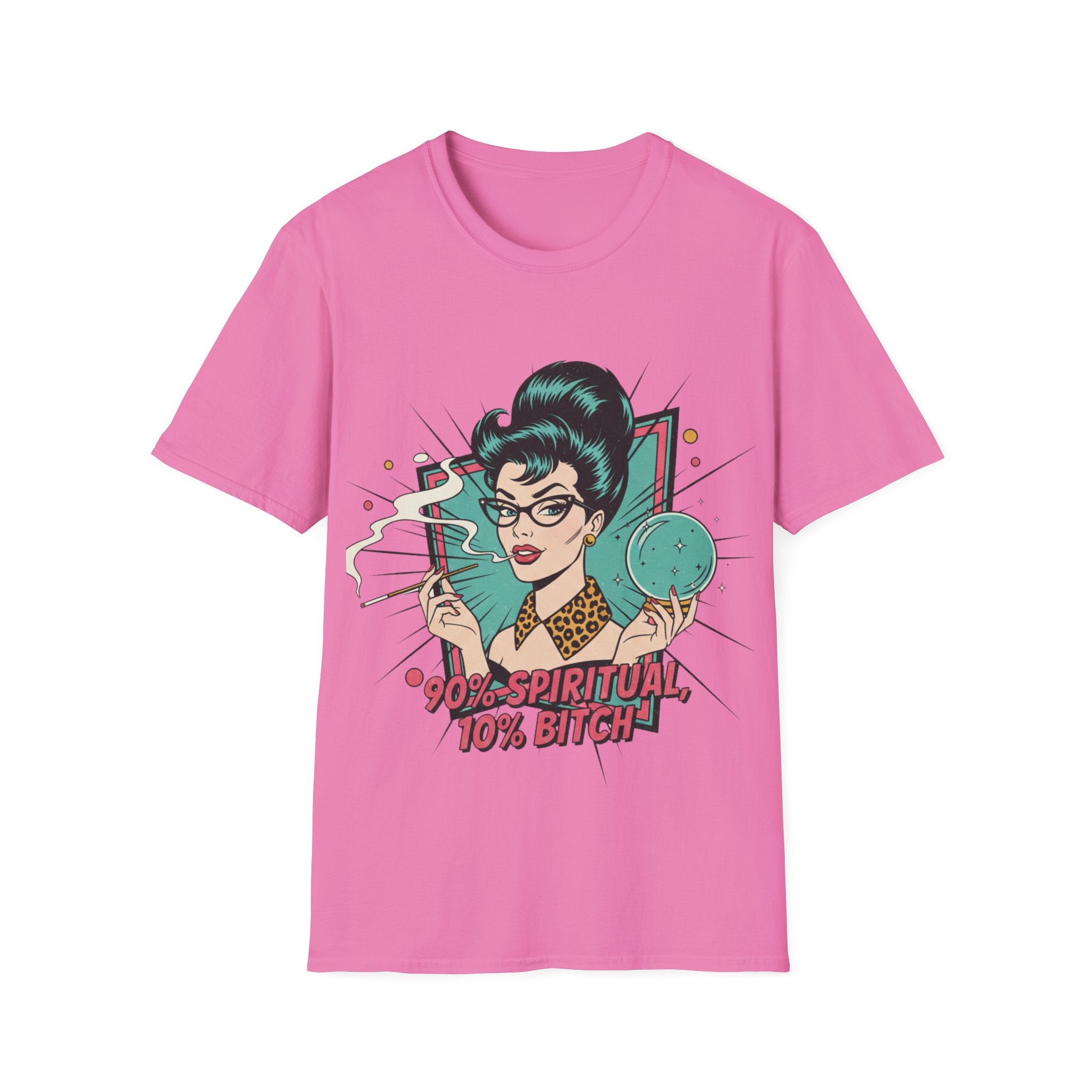 Spiritual Witch Retro T‑Shirt — “90% Spiritual 10% Bitch” Crystal Ball Tee