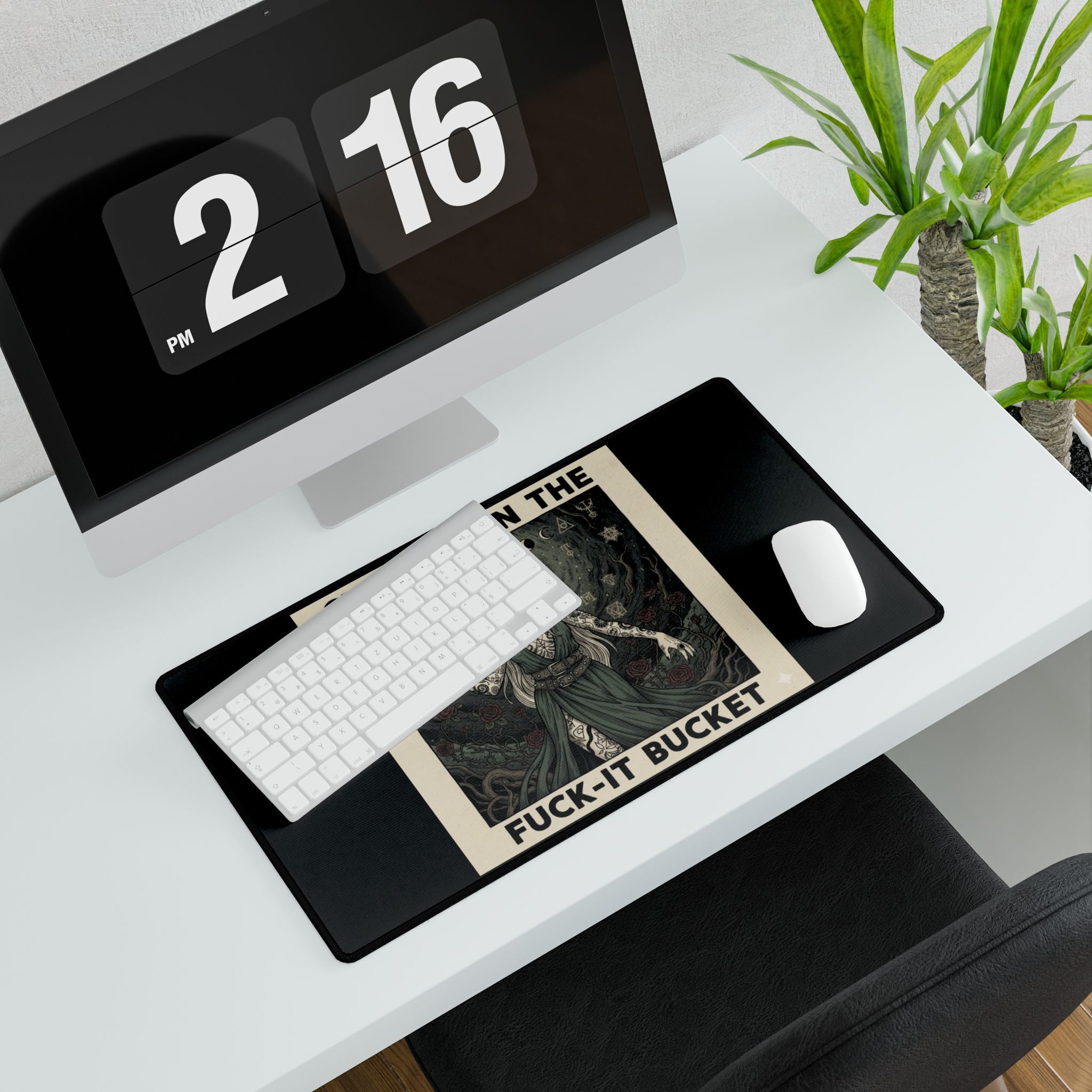 Desk Mat — “Chuck It in the F***-It Bucket” Gothic Witch Desk Mat