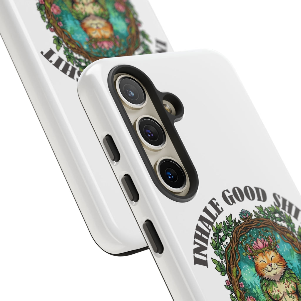 Phone Case - "Inhale Good Shit, Exhale Bullshit" Zen Cat Protective Case